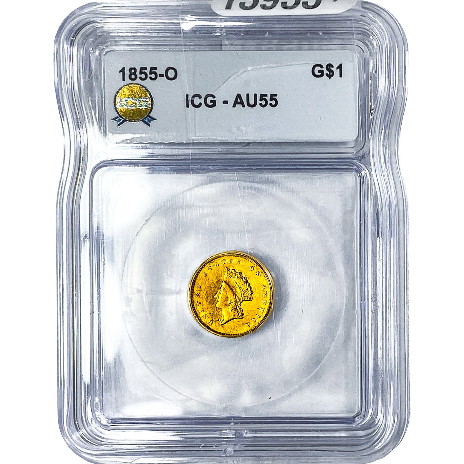 1855-O Type 2 Dollar ICG AU55: 1855-O Type 2 Dollar ICG AU55