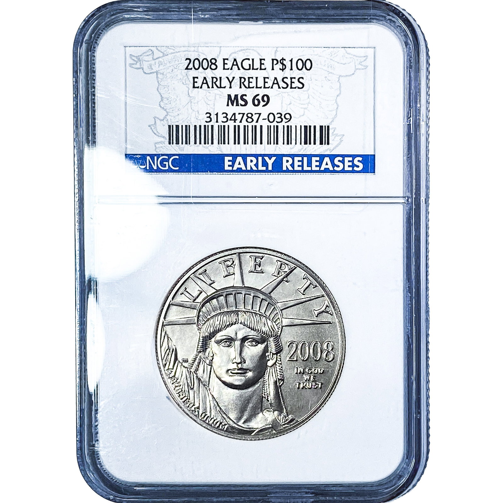 2008 $100 Platinum Eagle NGC MS69: 2008 $100 Platinum Eagle NGC MS69