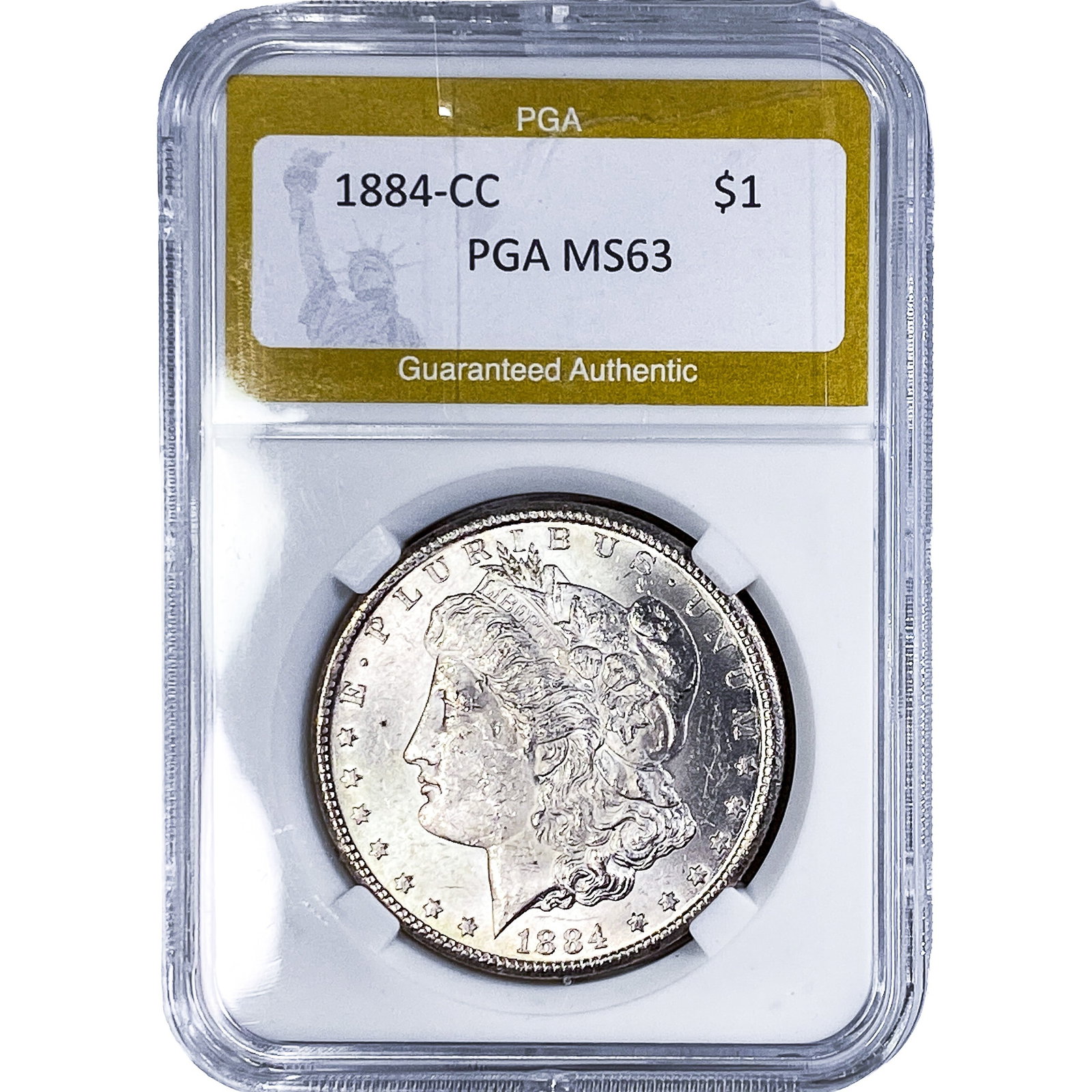 1884-CC Morgan Silver Dollar PGA MS63: 1884-CC Morgan Silver Dollar PGA MS63