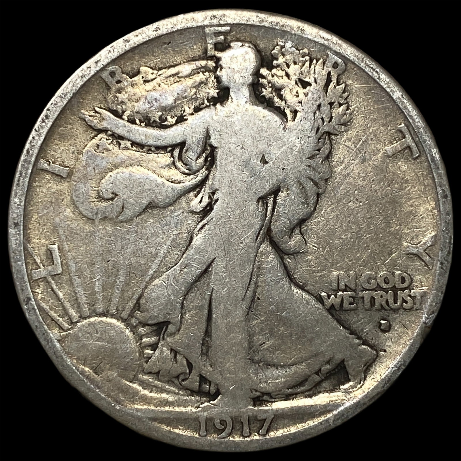 1917-S Silver Half Dollar (Walking Liberty) LIGHTLY CIRCULATED: 1917-S Silver Half Dollar (Walking Liberty) LIGHTLY CIRCULATED