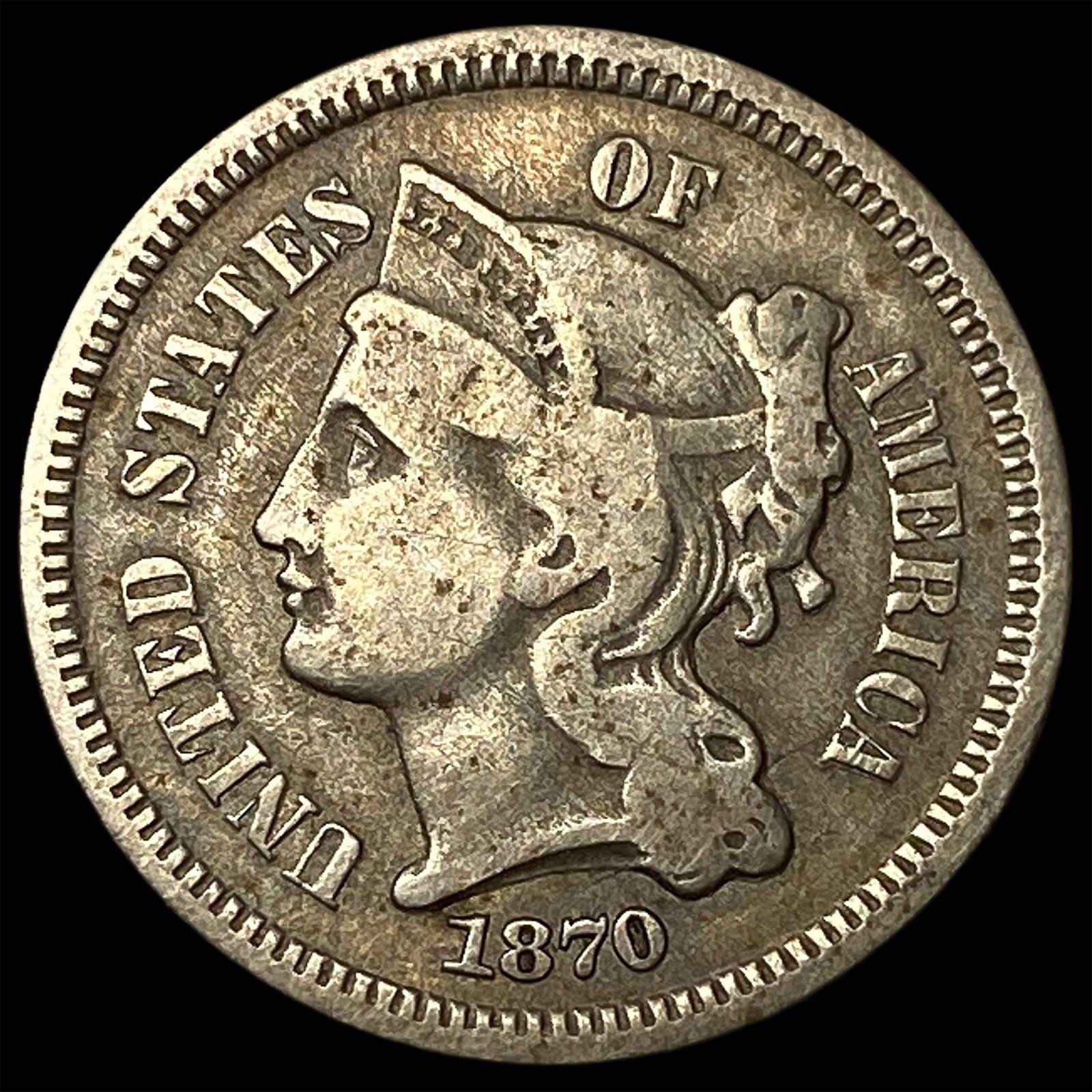 1870 Nickel Three-Cent Piece NEARLY UNCIRCULATED (1 of 2)