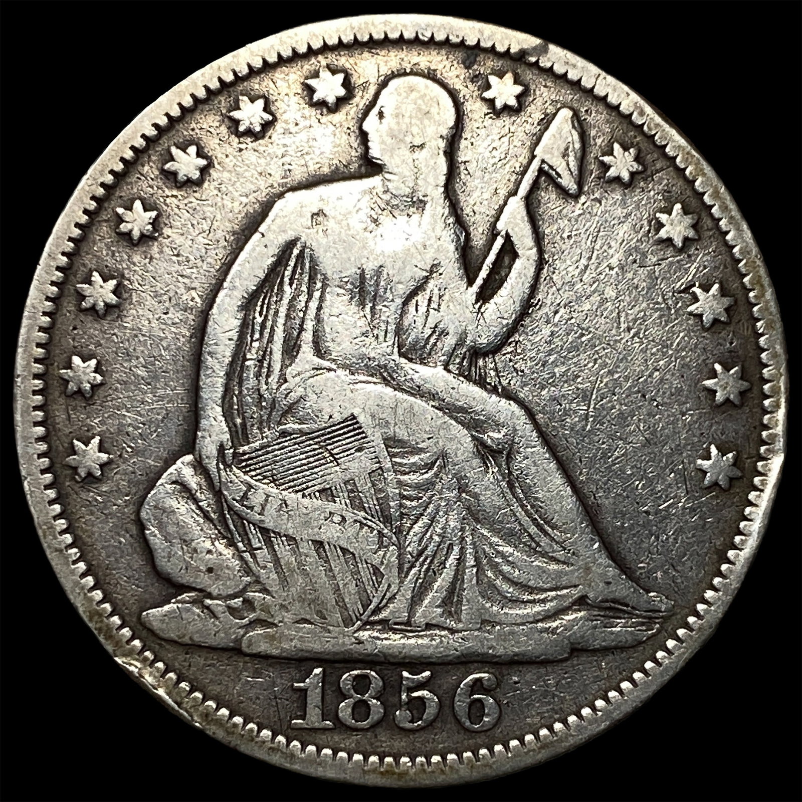 1856 Silver Seated Liberty Half Dollar LIGHTLY CIRCULATED