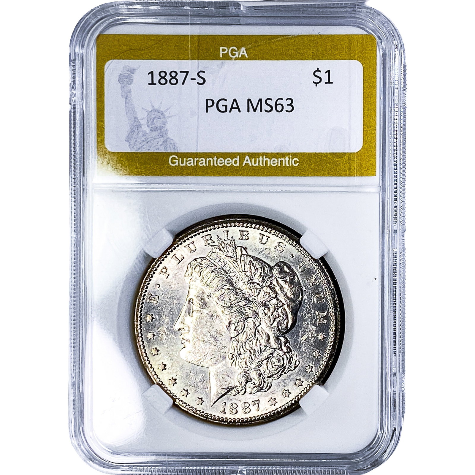 1887-S Morgan Silver Dollar PGA MS63: 1887-S Morgan Silver Dollar PGA MS63