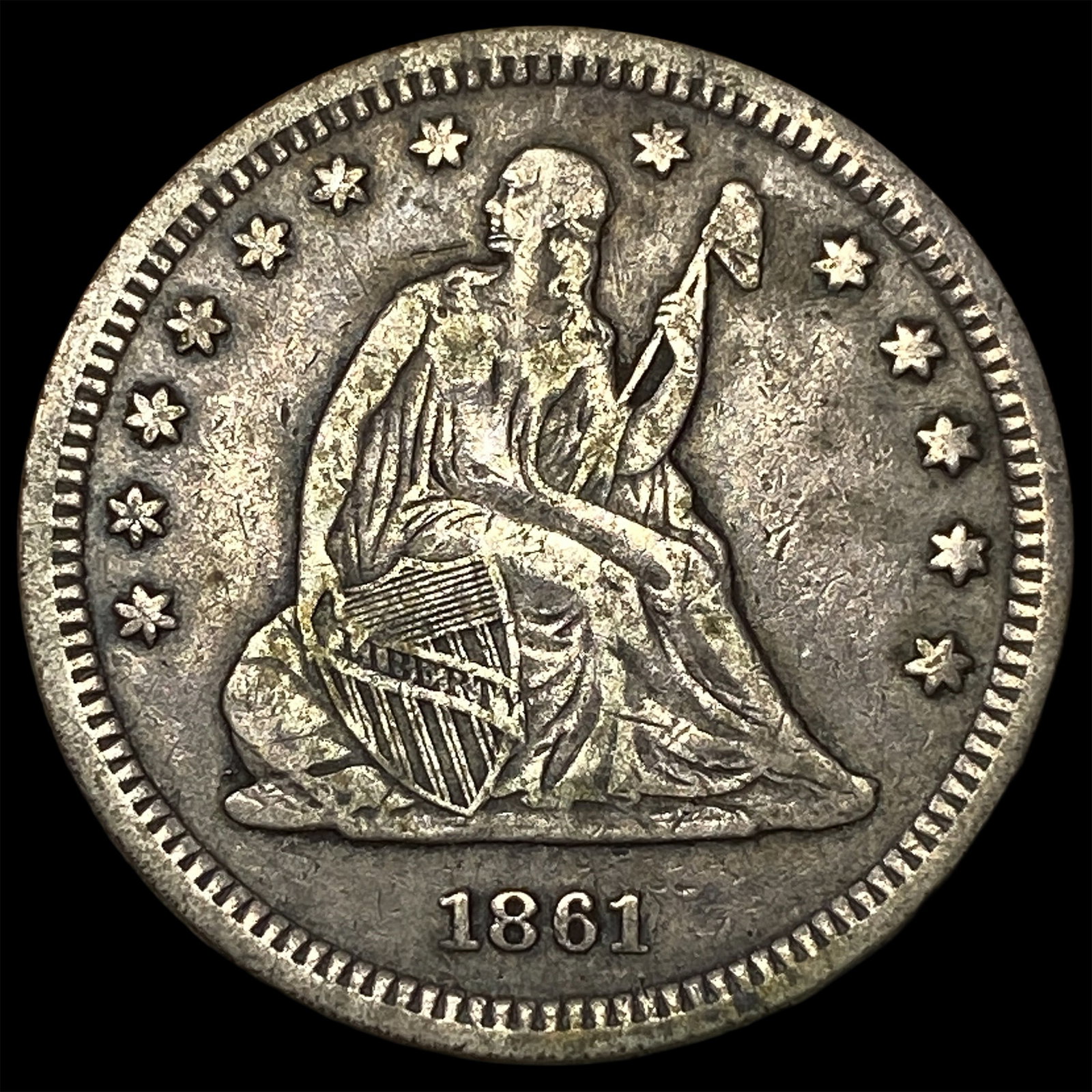 1861 Seated Liberty Quarter NEARLY UNCIRCULATED: 1861 Seated Liberty Quarter NEARLY UNCIRCULATED