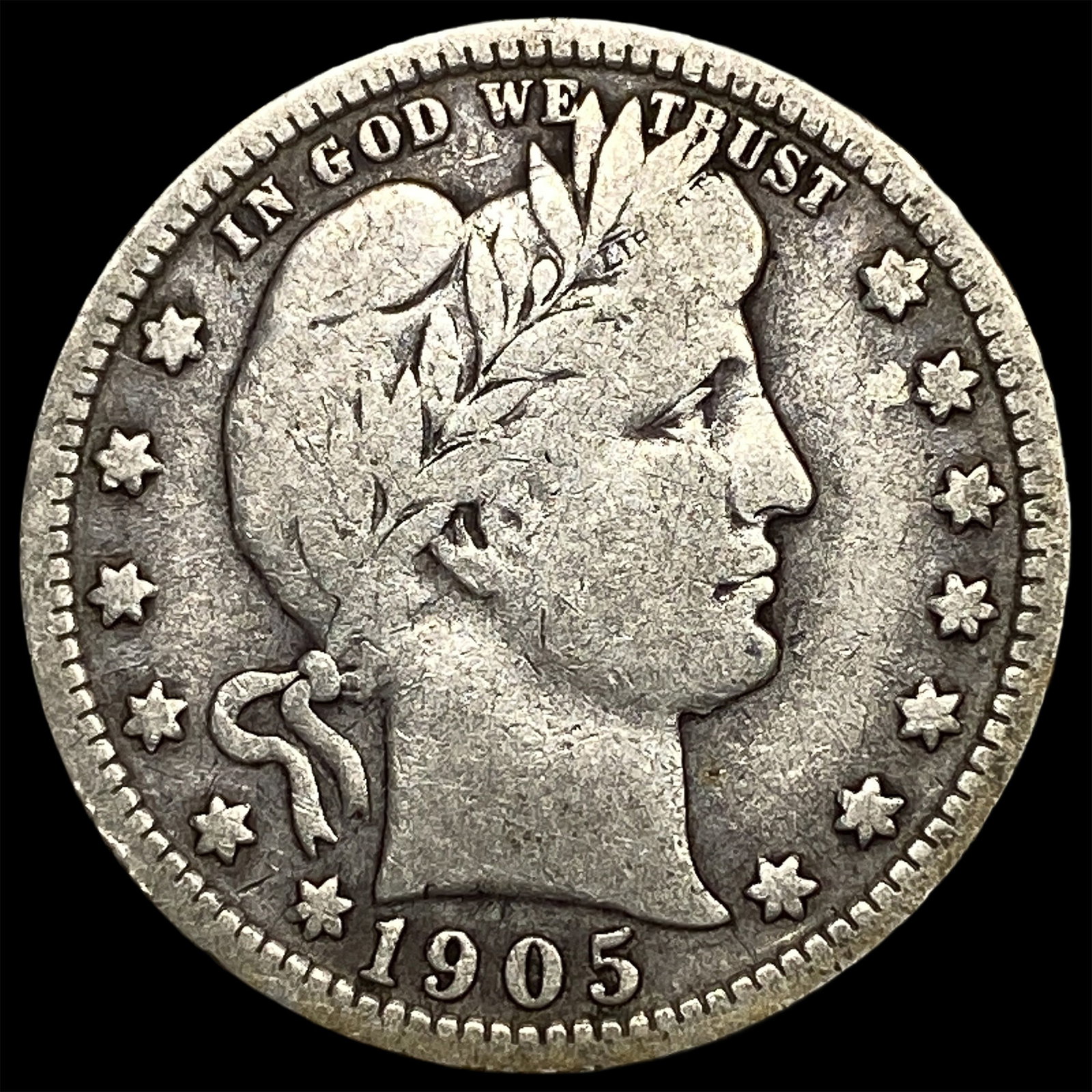 1905 Barber Silver Quarter LIGHTLY CIRCULATED: 1905 Barber Silver Quarter LIGHTLY CIRCULATED
