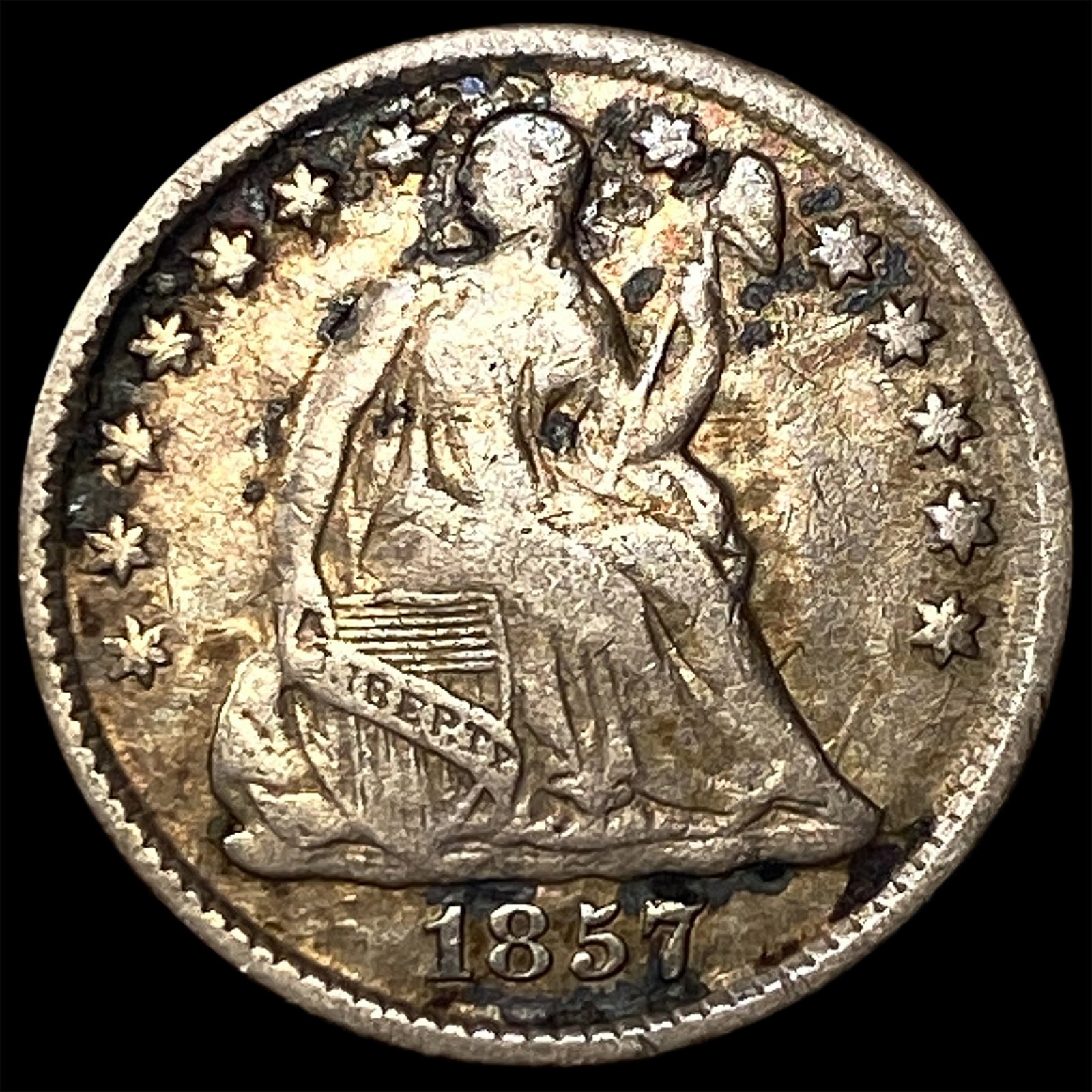 1857 Seated Liberty Half Dime NEARLY UNCIRCULATED (1 of 2)