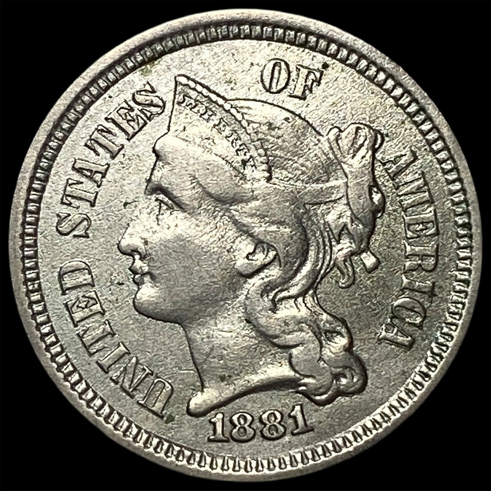1881 Nickel Three-Cent Piece UNCIRCULATED (1 of 2)