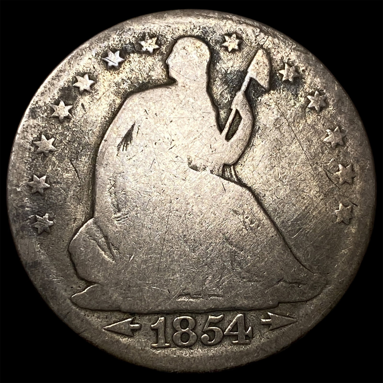 1854 Arrows Seated Liberty Half Dollar NICELY CIRCULATED: 1854 Arrows Seated Liberty Half Dollar NICELY CIRCULATED