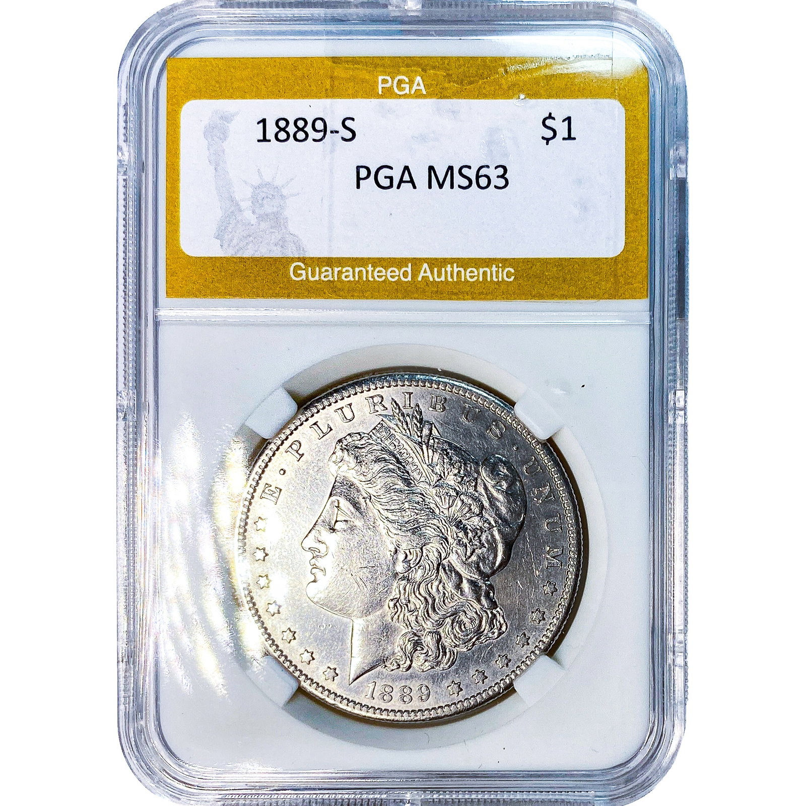 1889-S Morgan Silver Dollar PGA MS63: 1889-S Morgan Silver Dollar PGA MS63