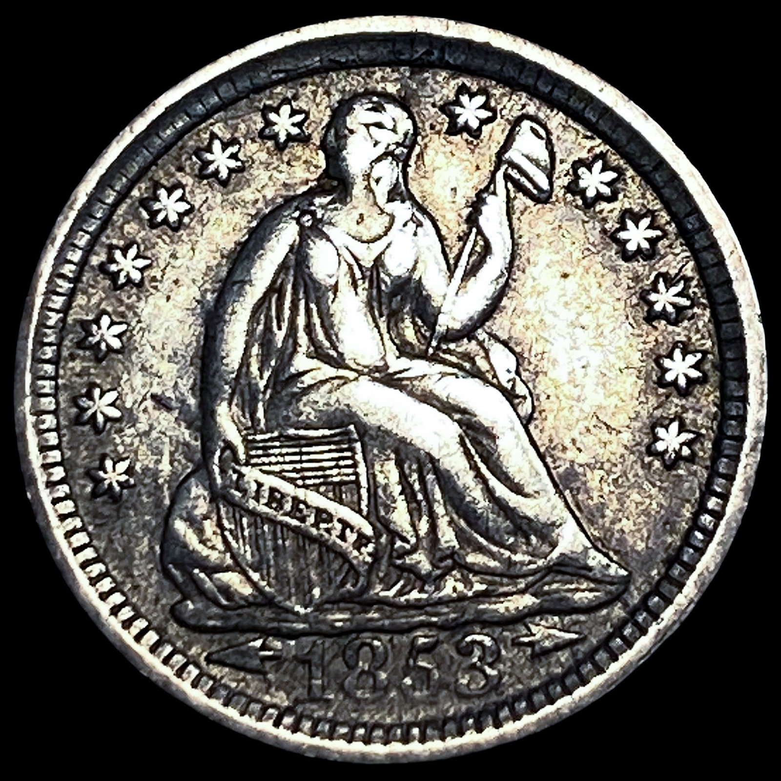 1853 Arrows Seated Liberty Half Dime NEARLY UNCIRCULATED