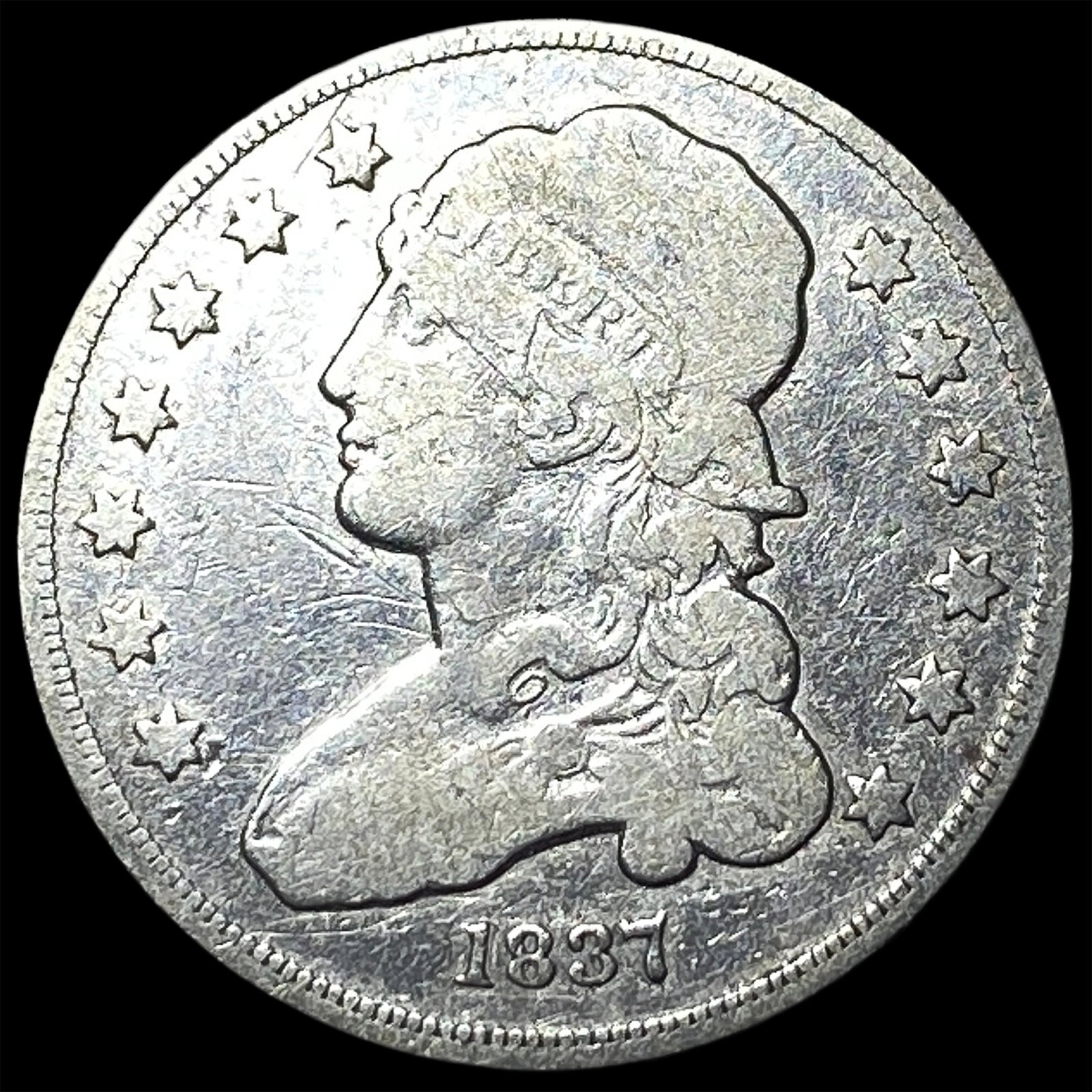 1837 Capped Bust Silver Quarter LIGHTLY CIRCULATED: 1837 Capped Bust Silver Quarter LIGHTLY CIRCULATED