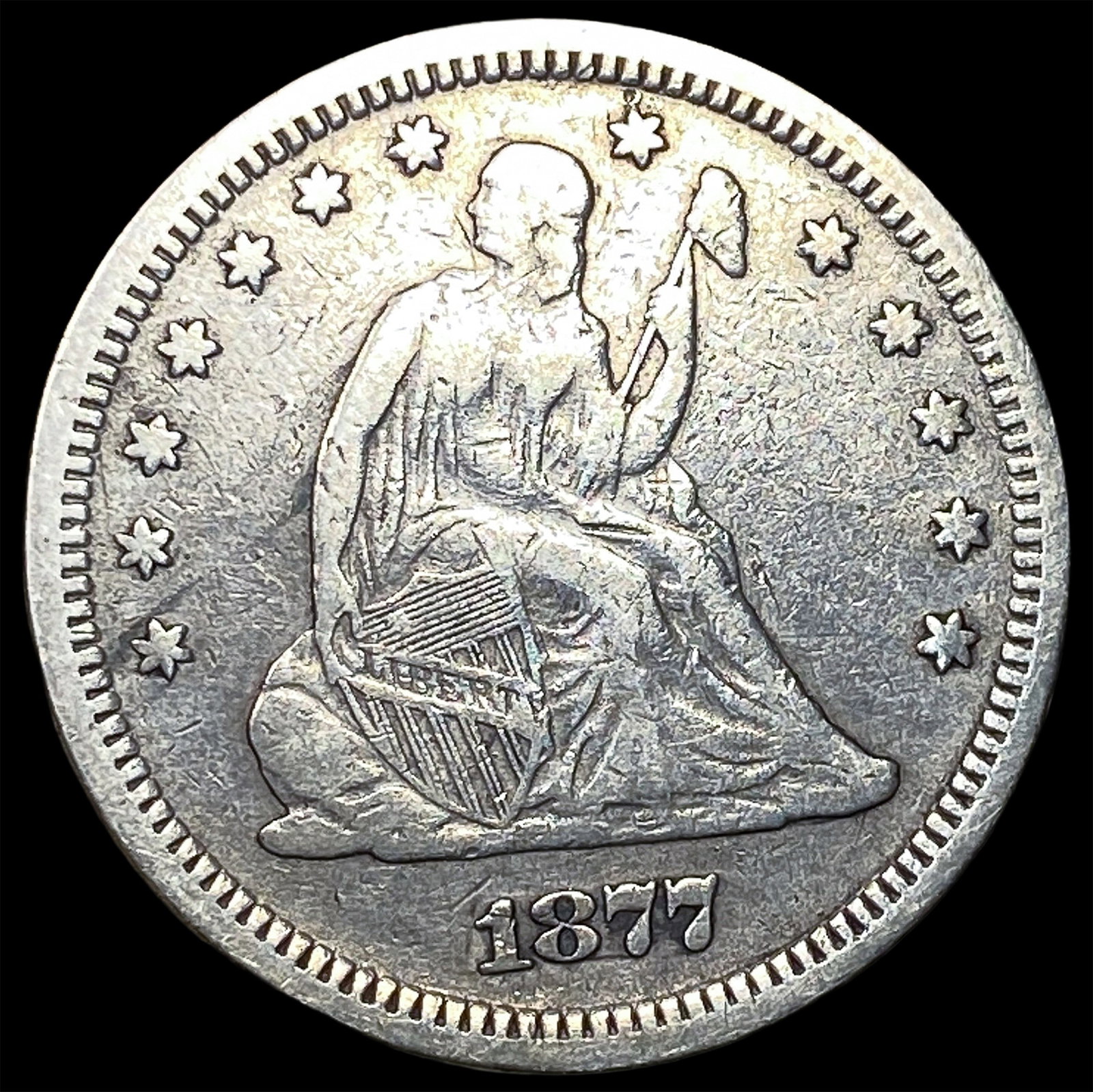 1877-S Silver Seated Liberty Quarter ABOUT UNCIRCULATED (1 of 2)