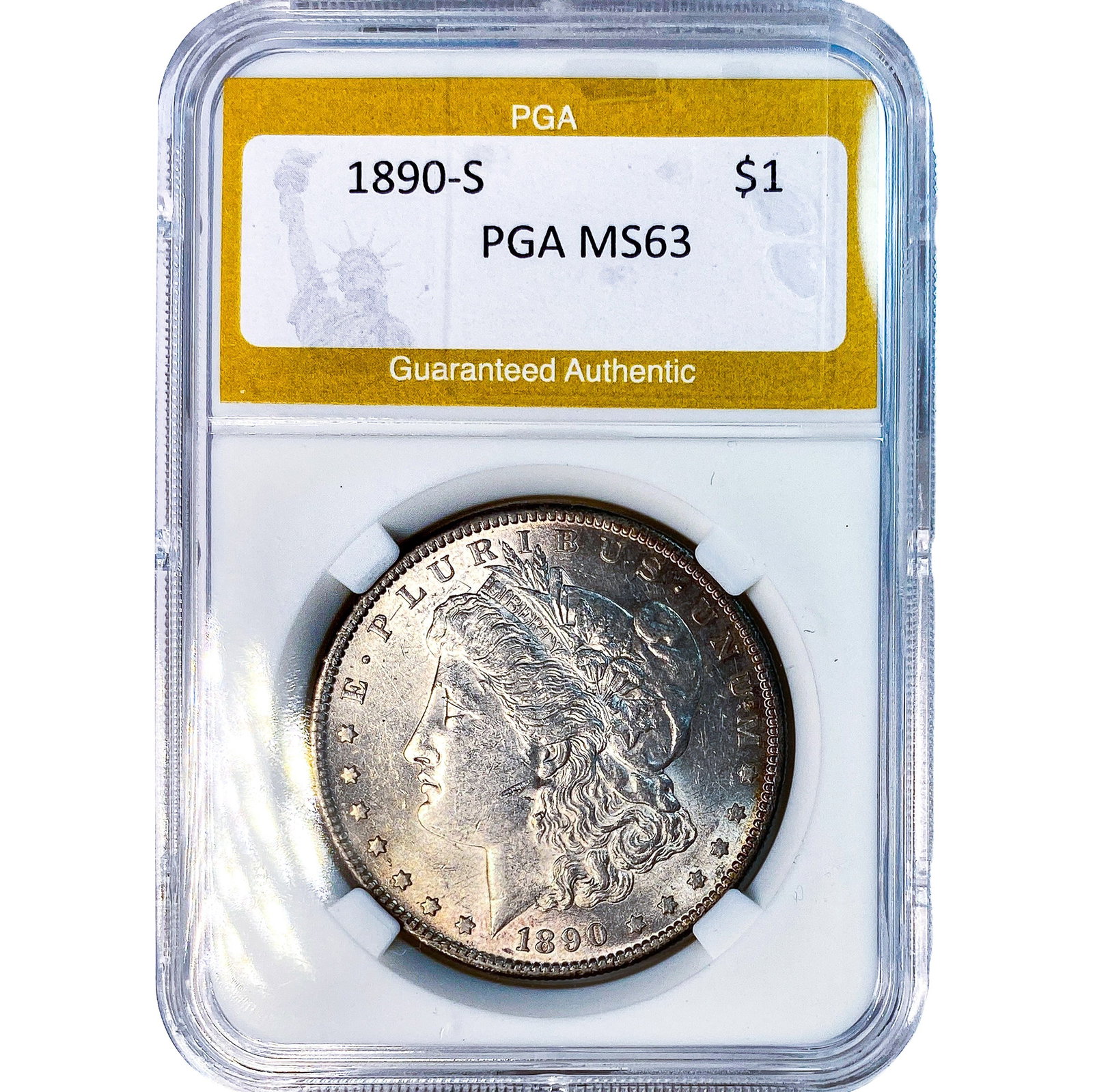 1890-S Morgan Silver Dollar PGA MS63: 1890-S Morgan Silver Dollar PGA MS63