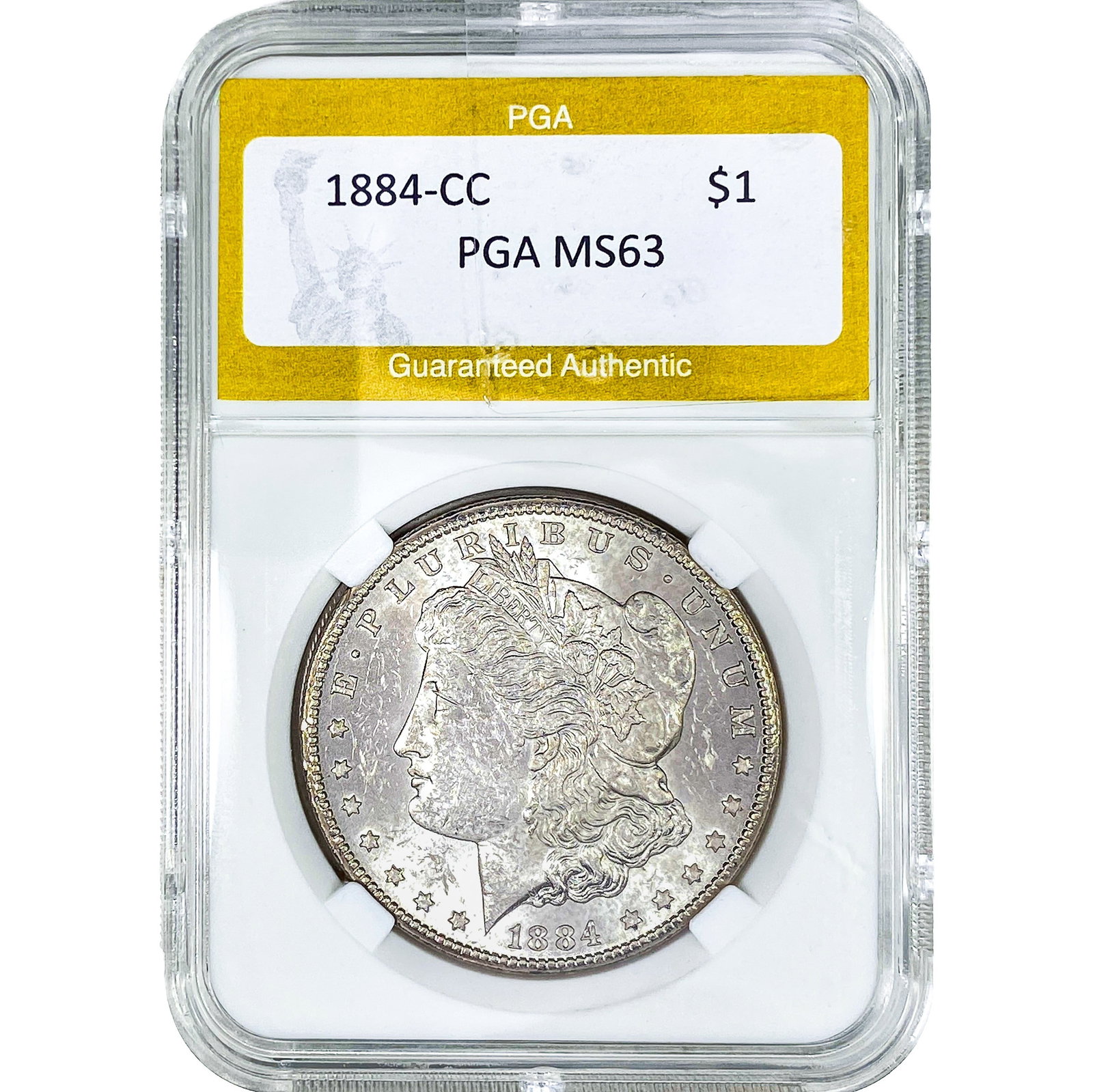 1884-CC Morgan Silver Dollar PGA MS63: 1884-CC Morgan Silver Dollar PGA MS63