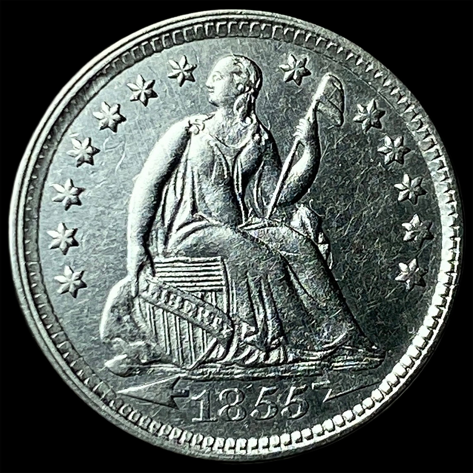 1855 Silver Half Dime CLOSELY UNCIRCULATED: 1855 Silver Half Dime CLOSELY UNCIRCULATED