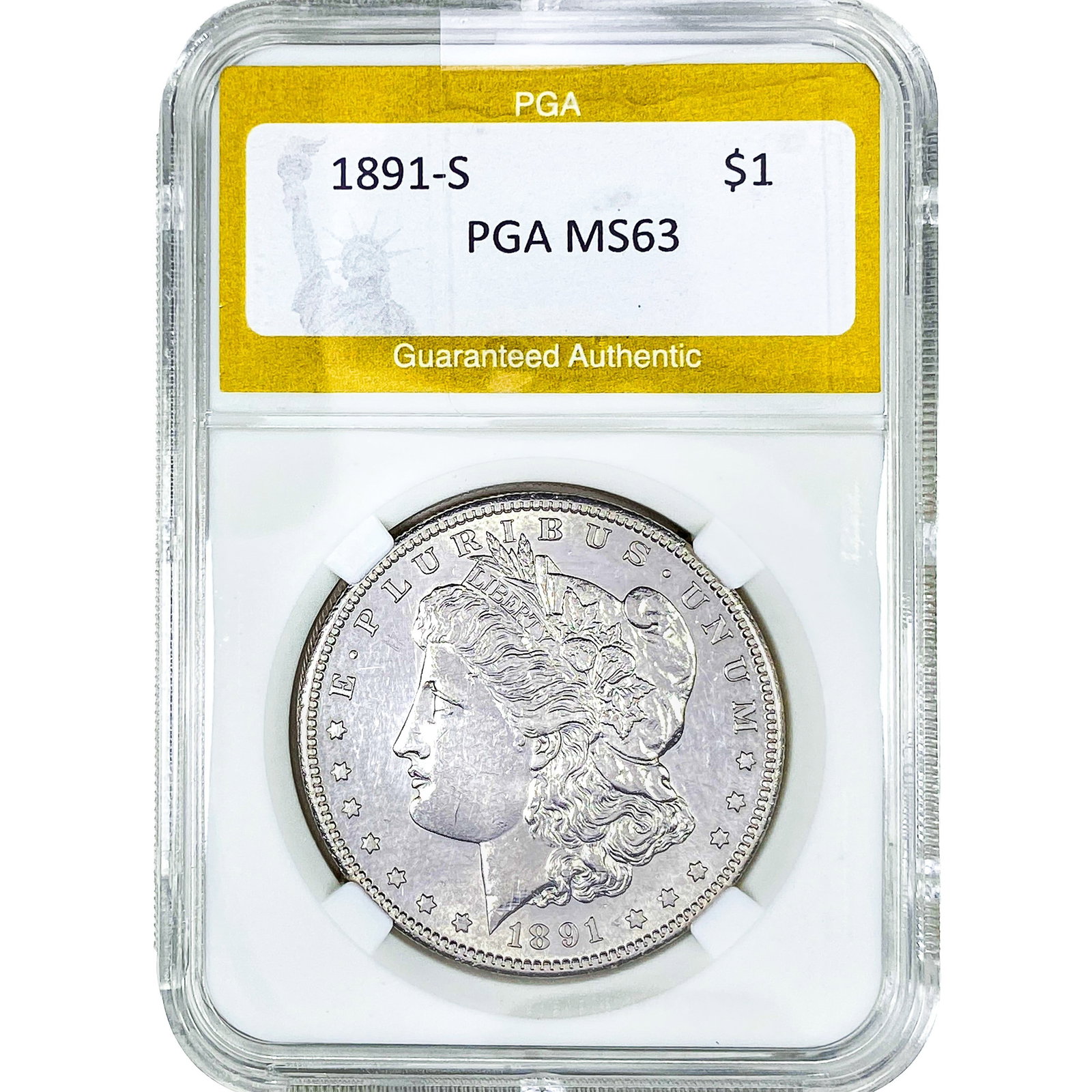1891-S Morgan Silver Dollar PGA MS63: 1891-S Morgan Silver Dollar PGA MS63