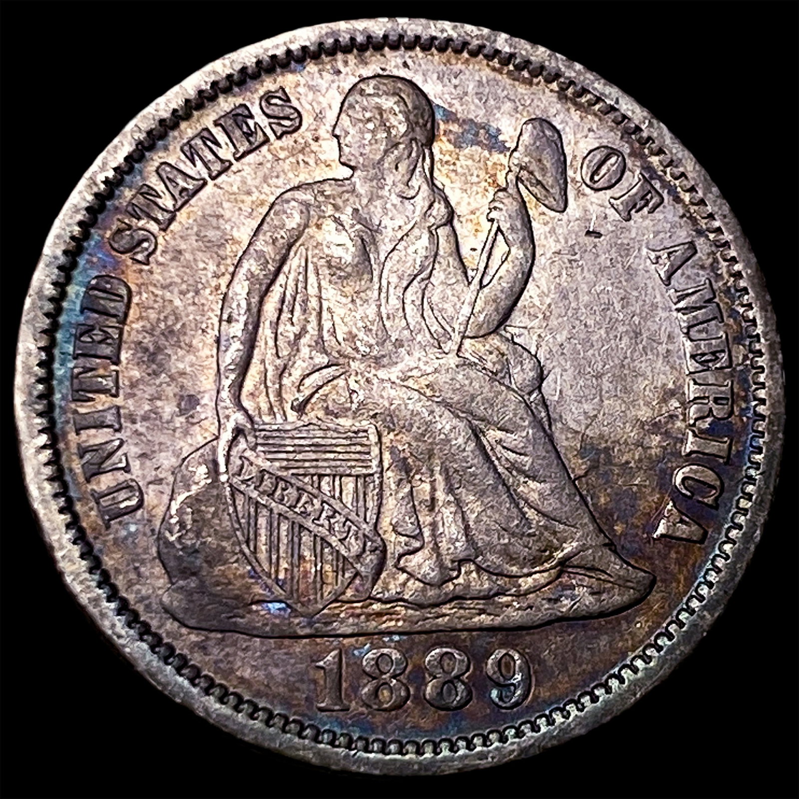 1889 Silver Seated Liberty Dime CLOSELY UNCIRCULATED: 1889 Silver Seated Liberty Dime CLOSELY UNCIRCULATED