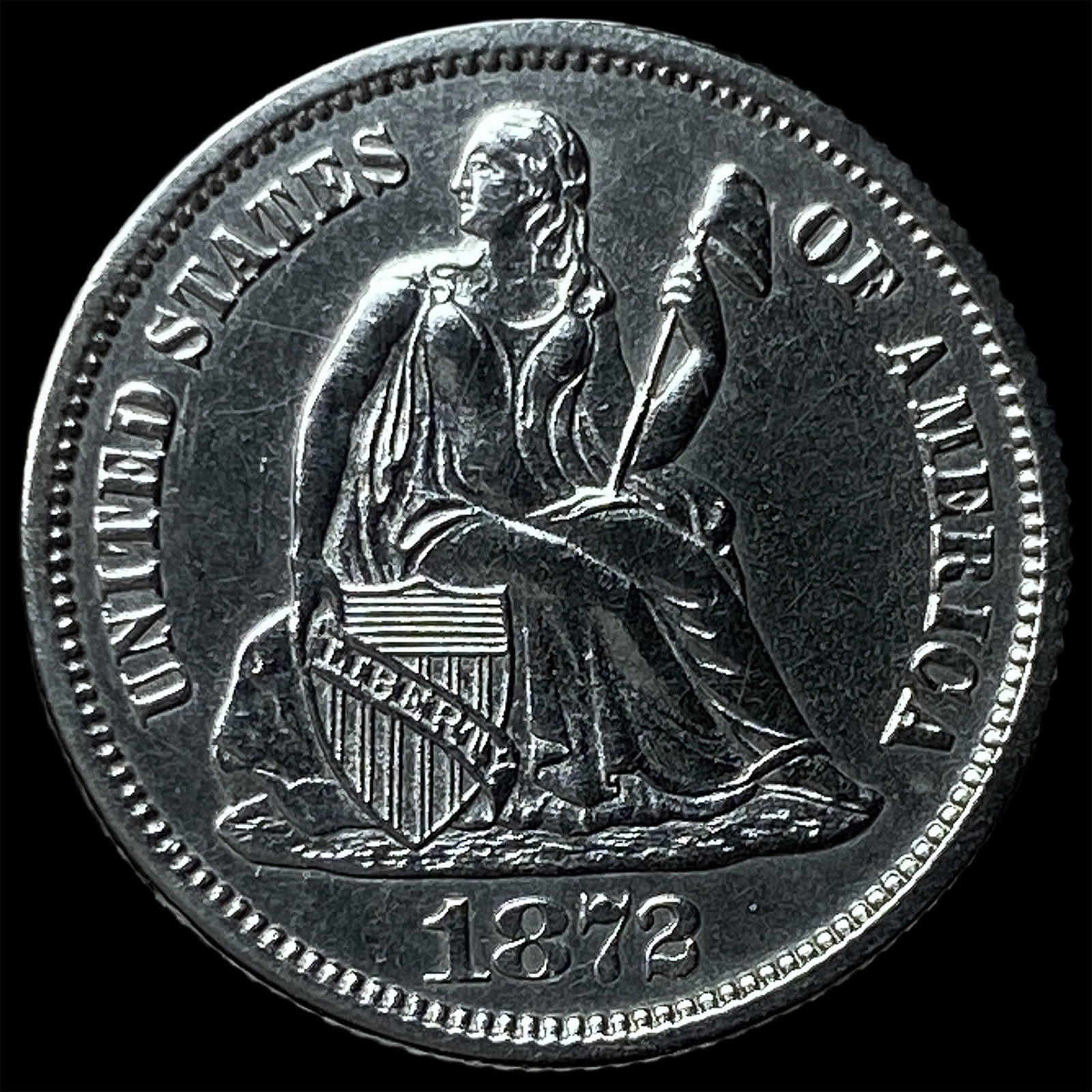 1872 Seated Liberty Dime UNCIRCULATED (1 of 2)