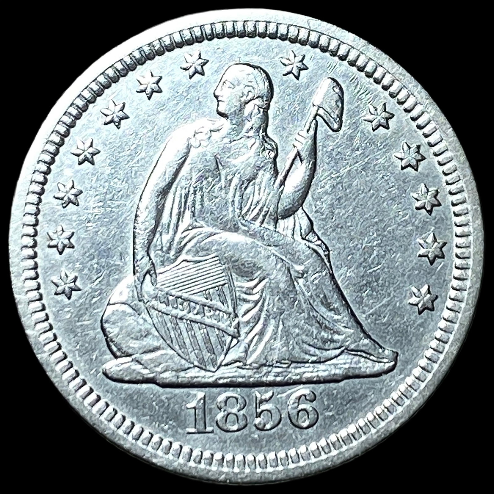 1856 Silver Seated Liberty Quarter NEARLY UNCIRCULATED