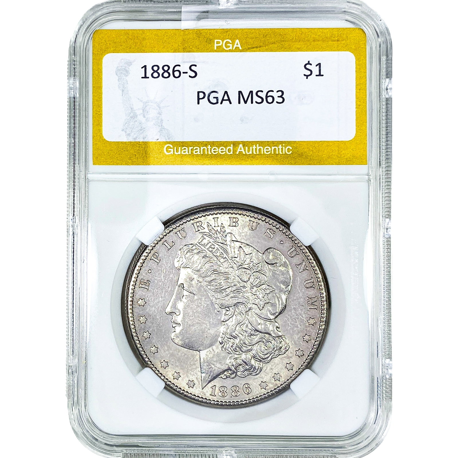 1886-S Morgan Silver Dollar PGA MS63: 1886-S Morgan Silver Dollar PGA MS63
