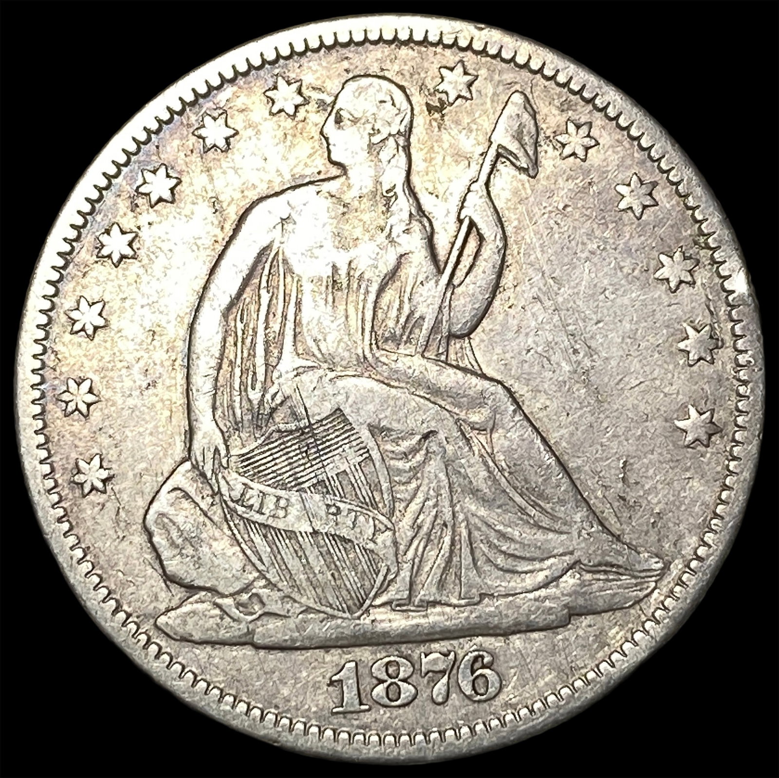 1876 Silver Seater Liberty Half Dollar CLOSELY UNCIRCULATED: 1876 Silver Seater Liberty Half Dollar CLOSELY UNCIRCULATED