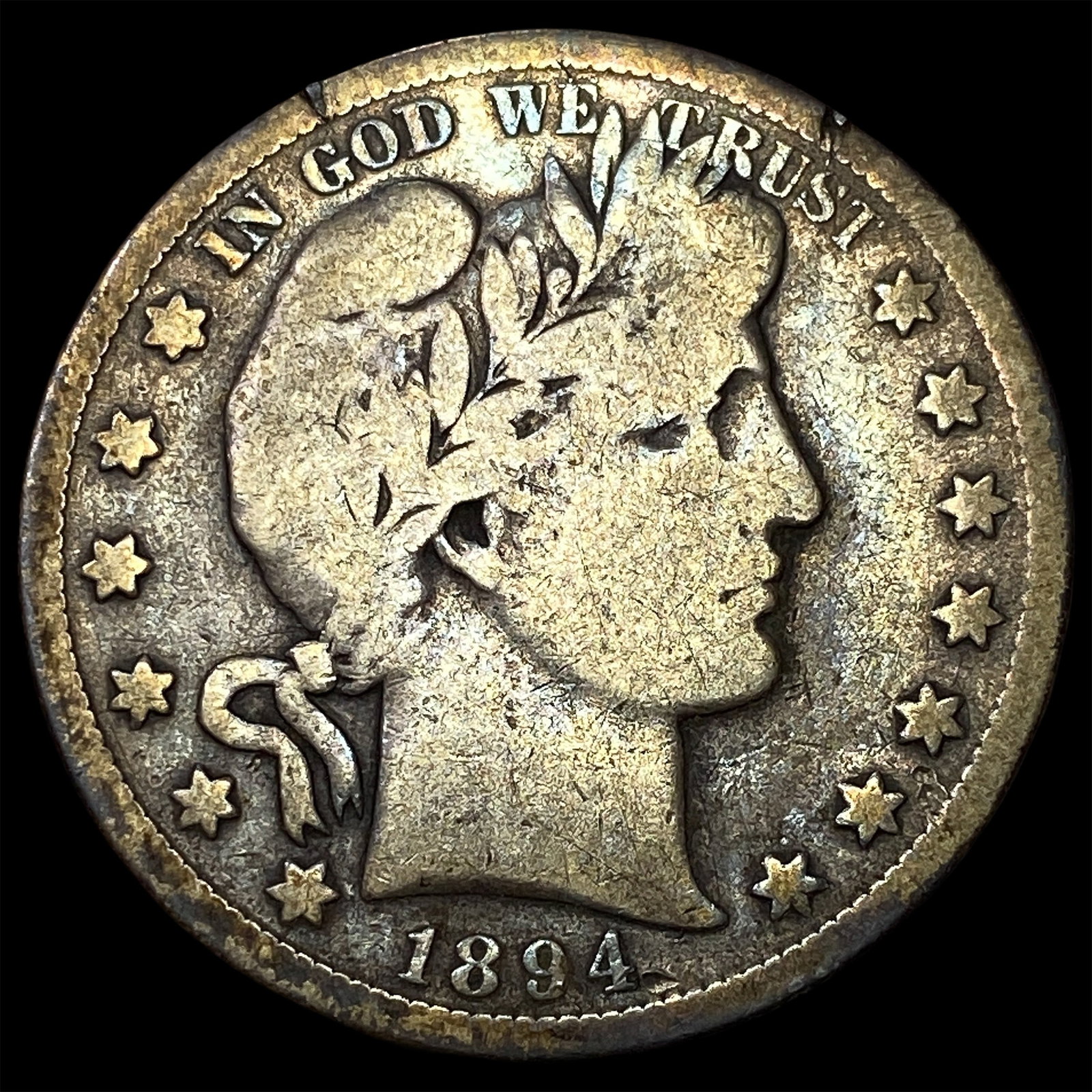 1894-S Silver Barber Half Dollar NICELY CIRCULATED: 1894-S Silver Barber Half Dollar NICELY CIRCULATED