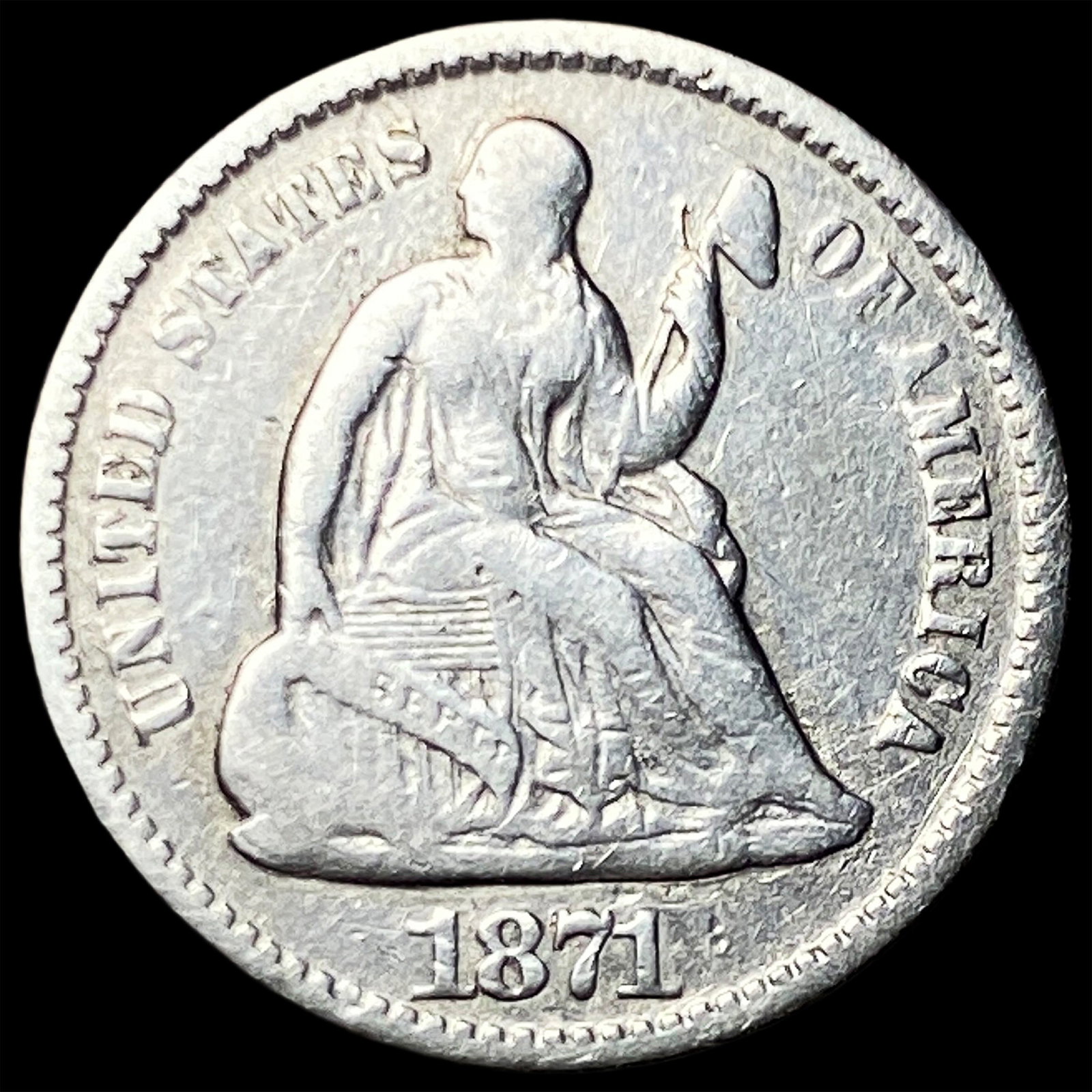 1871 Silver Seated Liberty Half Dime CLOSELY UNCIRCULATED