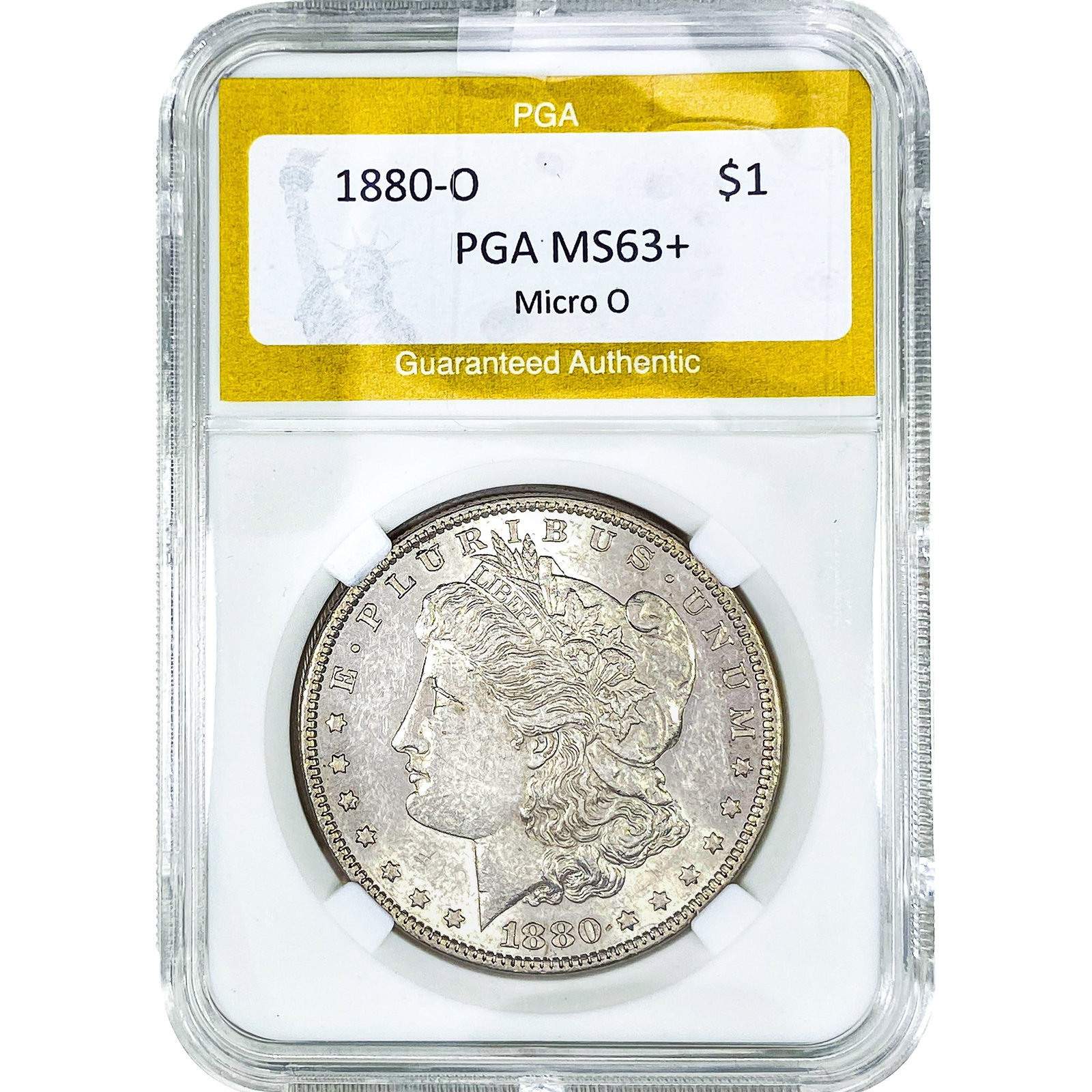 1880-O Morgan Silver Dollar PGA MS63+ Micro O: 1880-O Morgan Silver Dollar PGA MS63+ Micro O