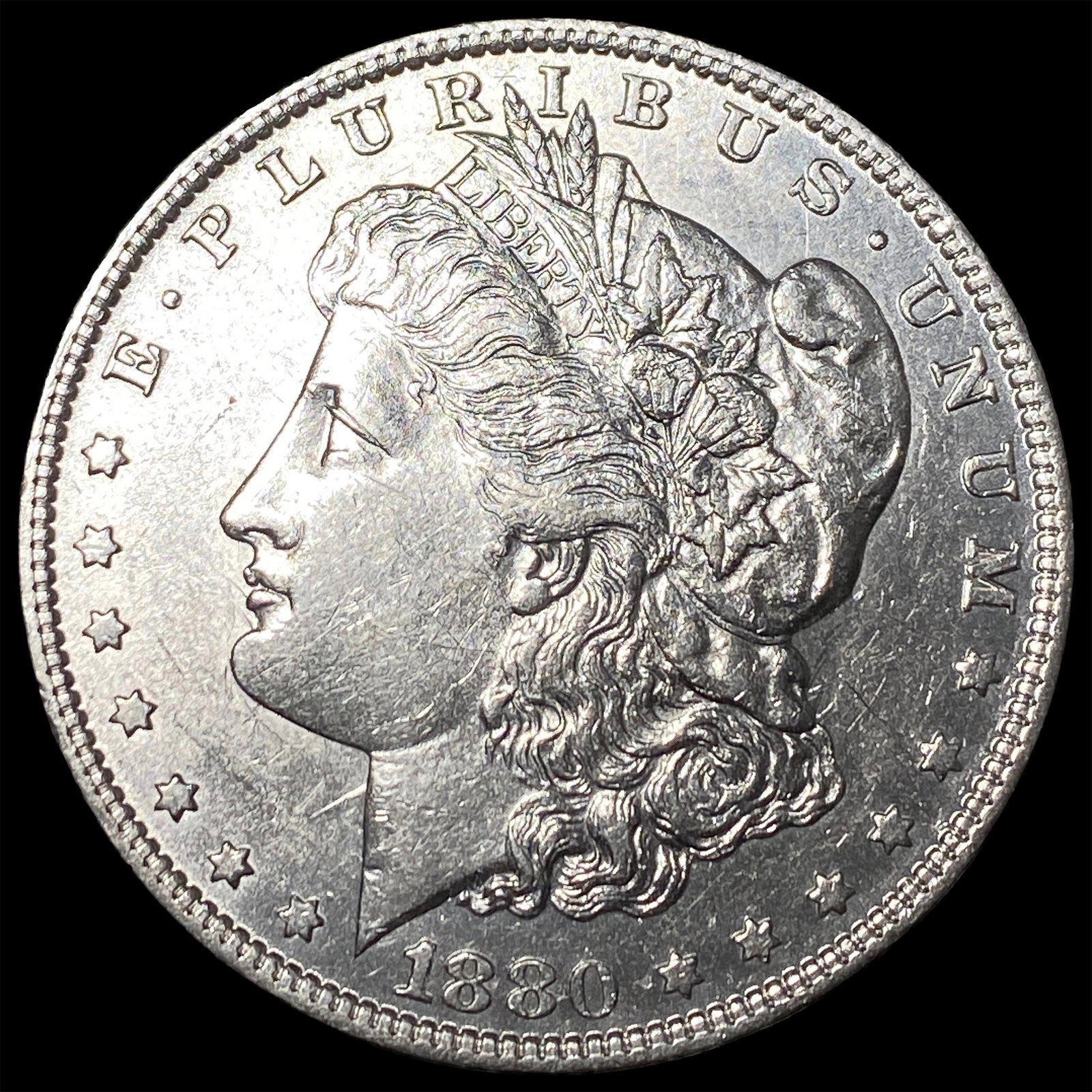 1880-O Micro O Silver Morgan Dollar CHOICE AU