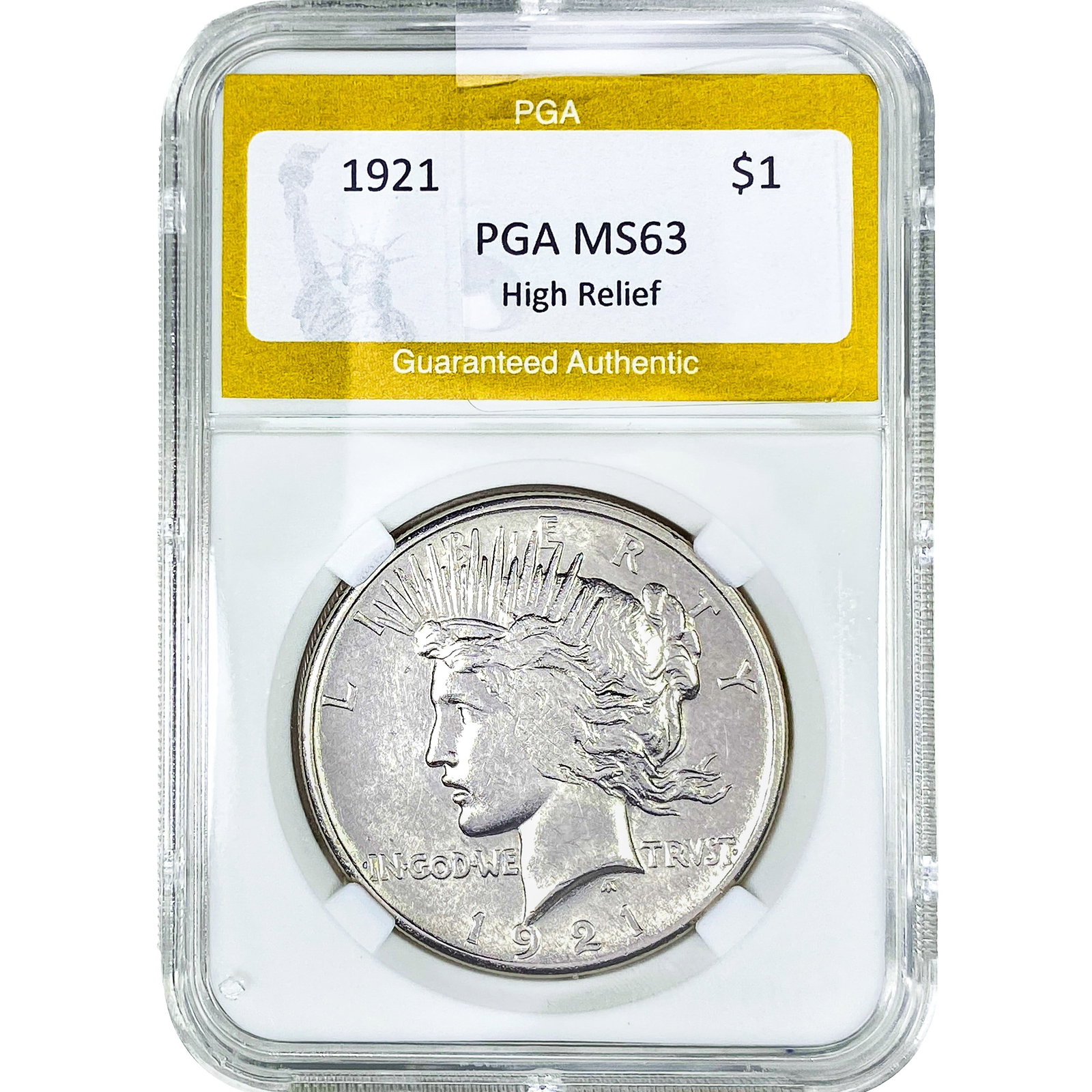 1921 Silver Peace Dollar PGA MS63 High Relief (1 of 2)