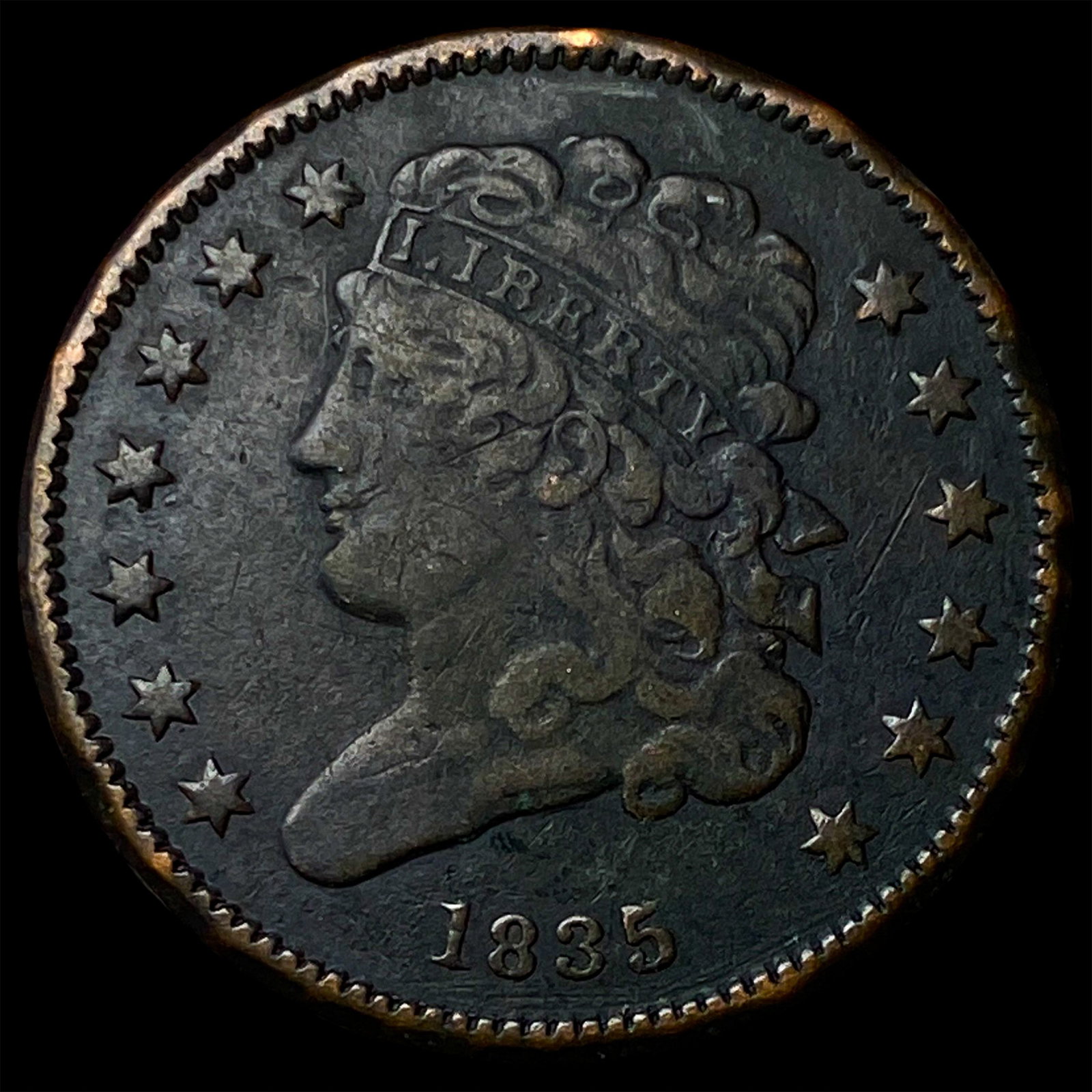 1835 Classic Head Half Cent LIGHTLY CIRCULATED