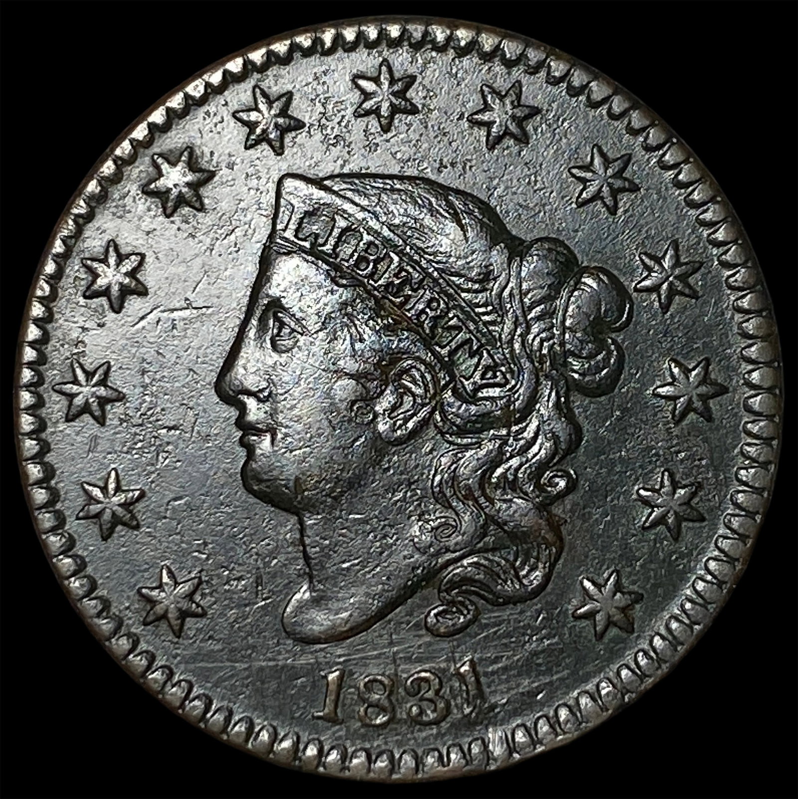 1831 Coronet Head Large Cent CLOSELY UNCIRCULATED: 1831 Coronet Head Large Cent CLOSELY UNCIRCULATED