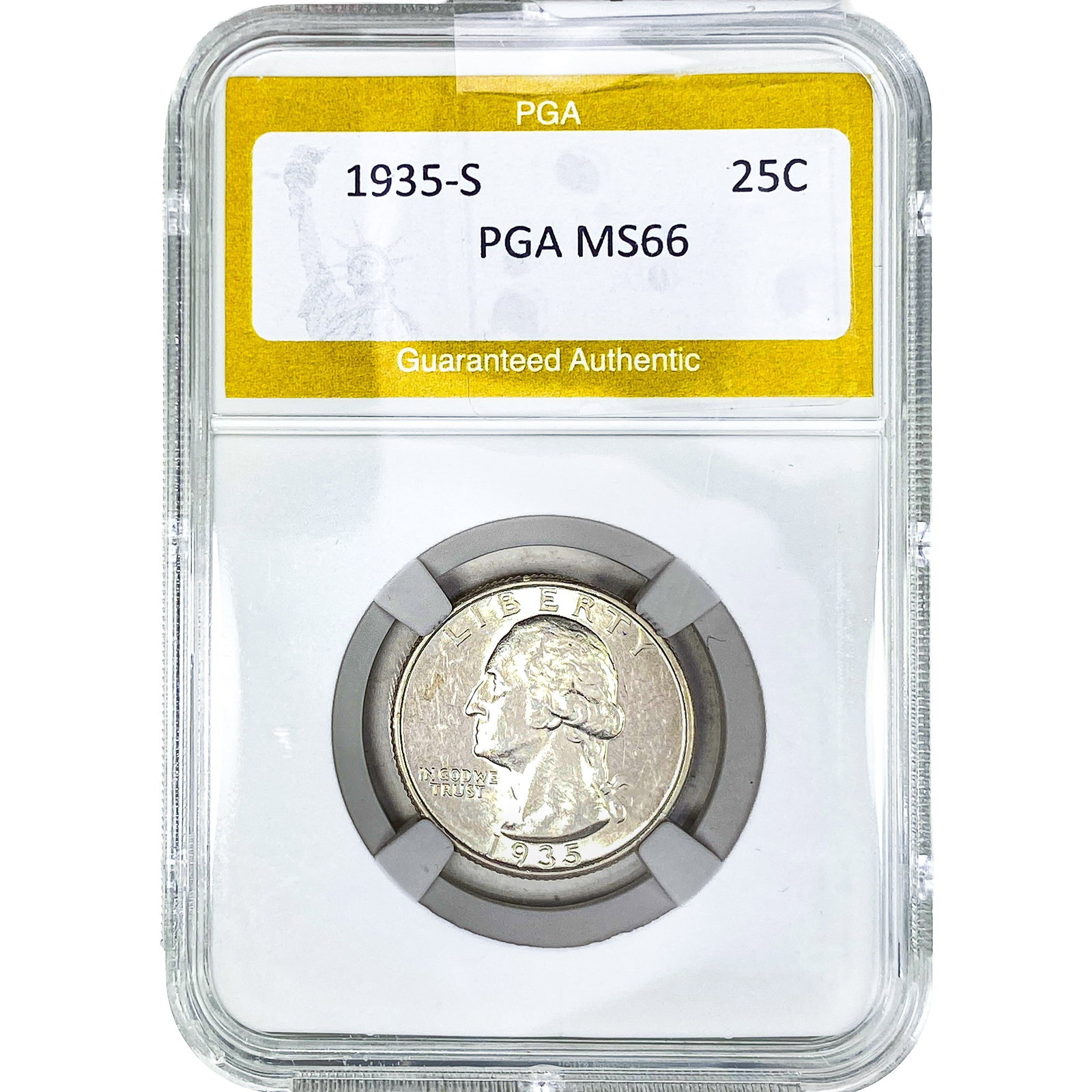 1935-S Washington Silver Quarter PGA MS66: 1935-S Washington Silver Quarter PGA MS66