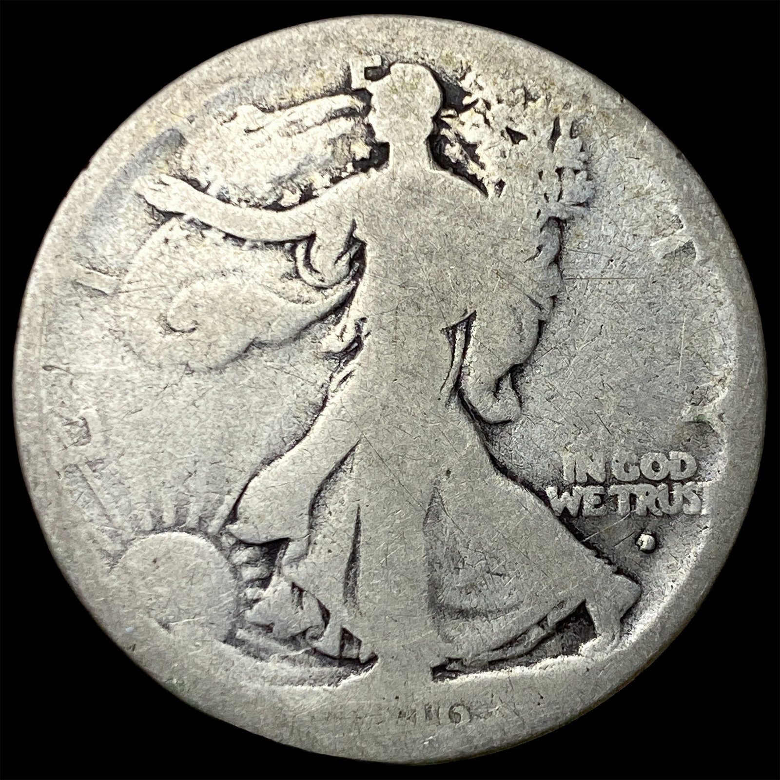 1916-D Walking Liberty Half Dollar NICELY CIRCULATED: 1916-D Walking Liberty Half Dollar NICELY CIRCULATED
