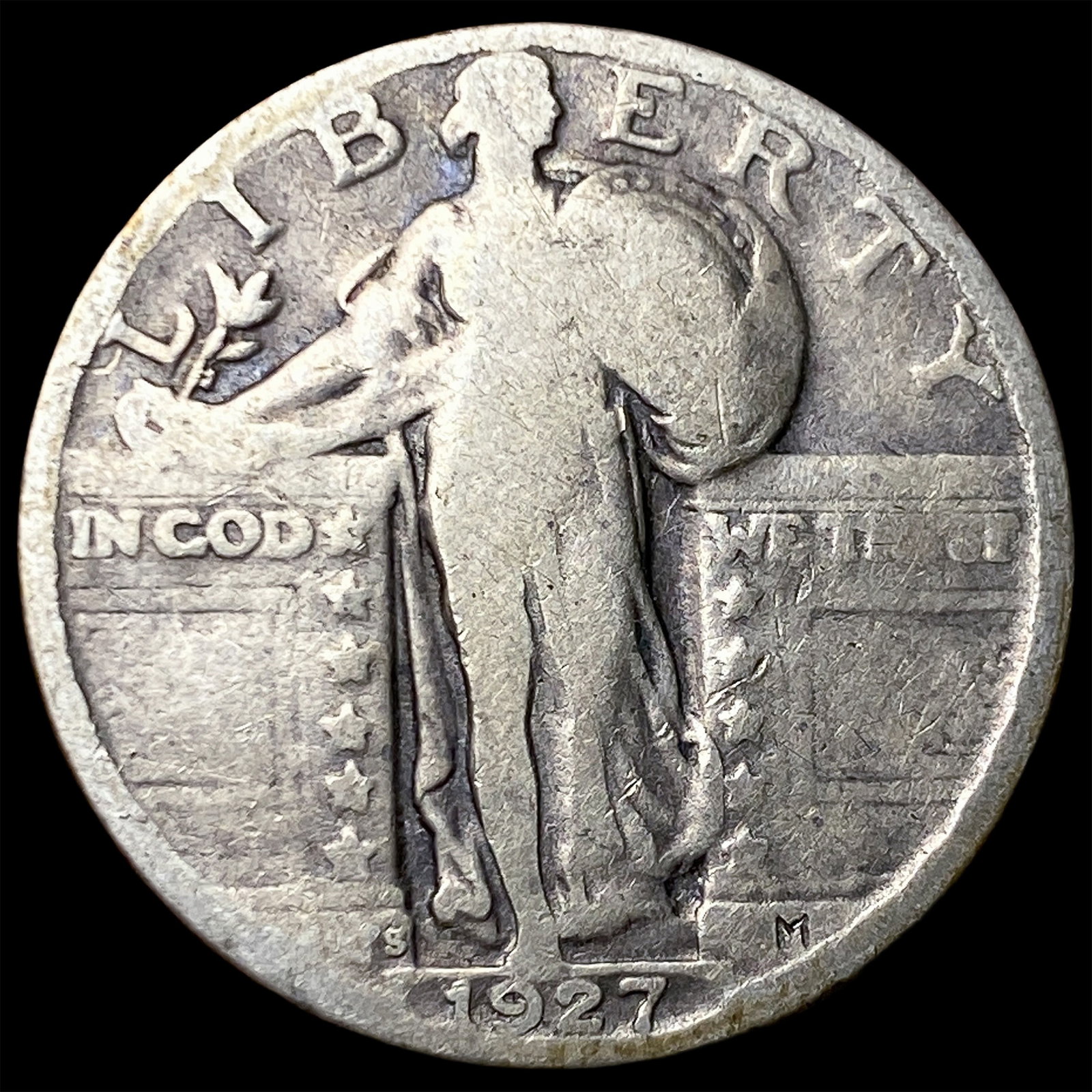 1927-S Silver Standing Liberty Quarter LIGHTLY CIRCULATED