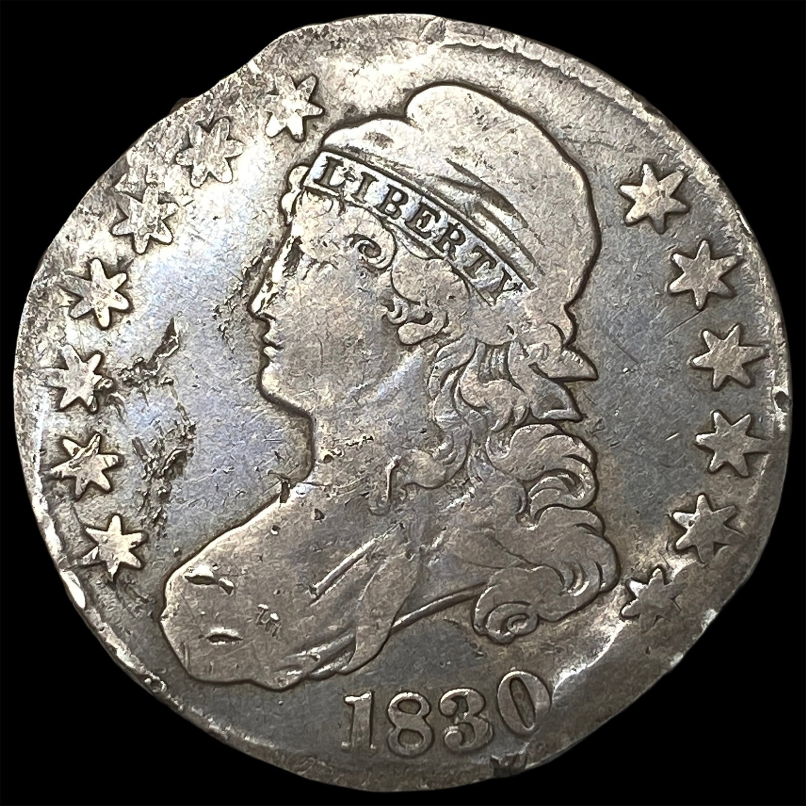1830 Capped Bust Silver Half Dollar NICELY CIRCULATED: 1830 Capped Bust Silver Half Dollar NICELY CIRCULATED