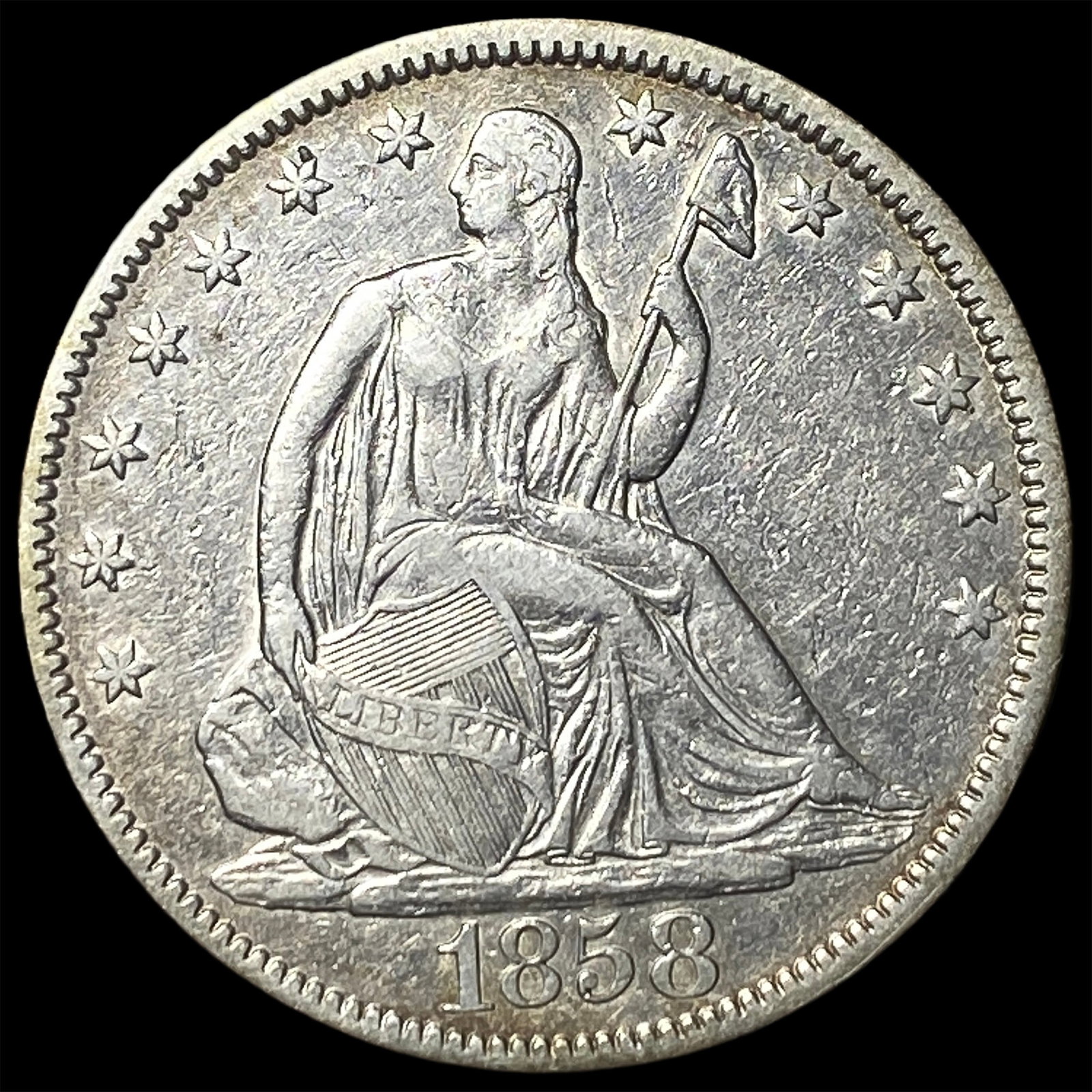 1858 Seated Liberty Half Dollar NEARLY UNCIRCULATED (1 of 2)