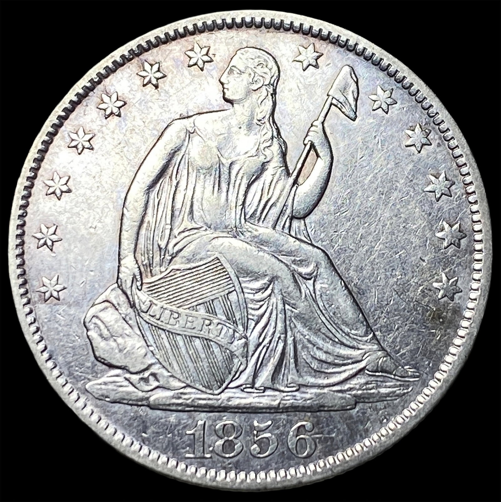 1856-O Silver Seated Liberty Half Dollar CLOSELY UNCIRCULATED: 1856-O Silver Seated Liberty Half Dollar CLOSELY UNCIRCULATED