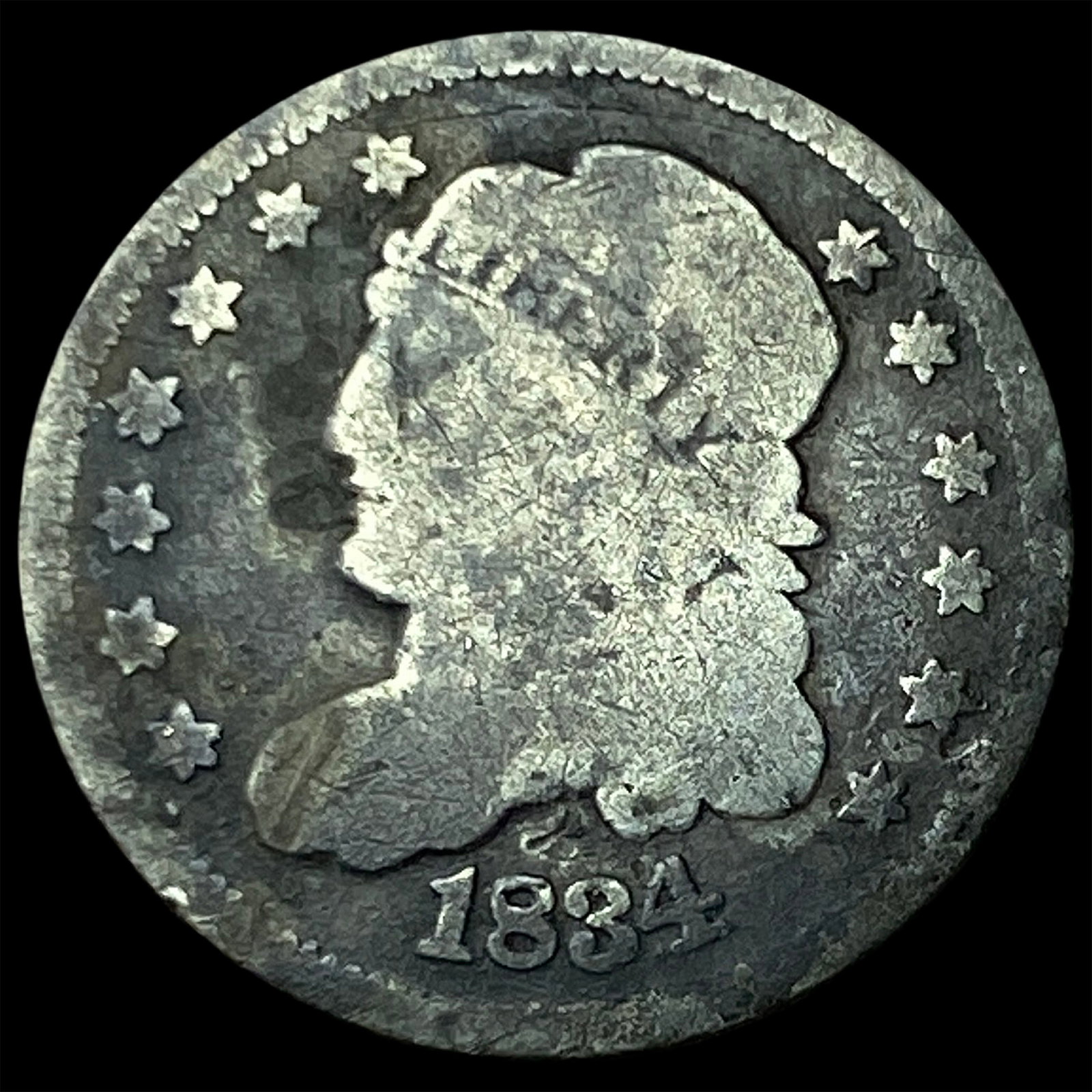 1834 Capped Bust Half Dime NICELY CIRCULATED: 1834 Capped Bust Half Dime NICELY CIRCULATED