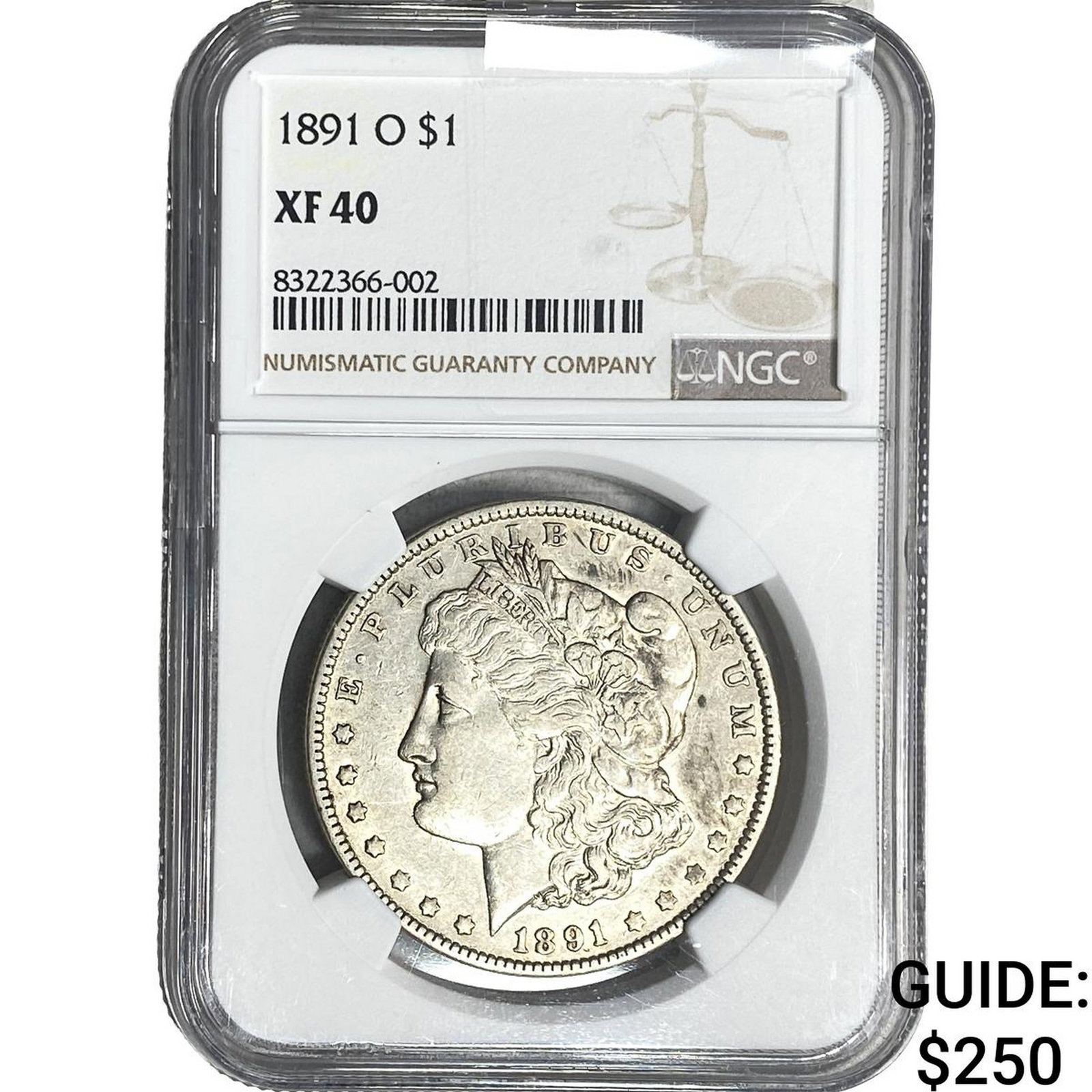 1891-O Morgan Silver Dollar NGC XF40: 1891-O Morgan Silver Dollar NGC XF40