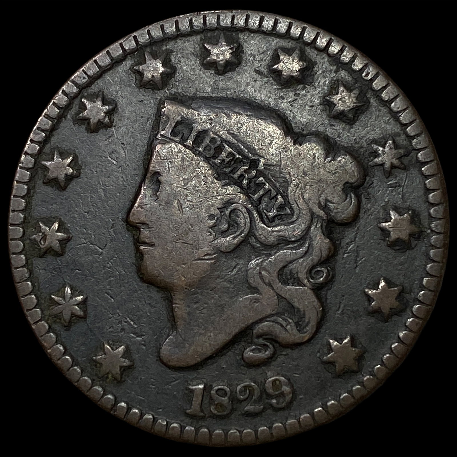 1829 Coronet Head Large Cent NICELY CIRCULATED