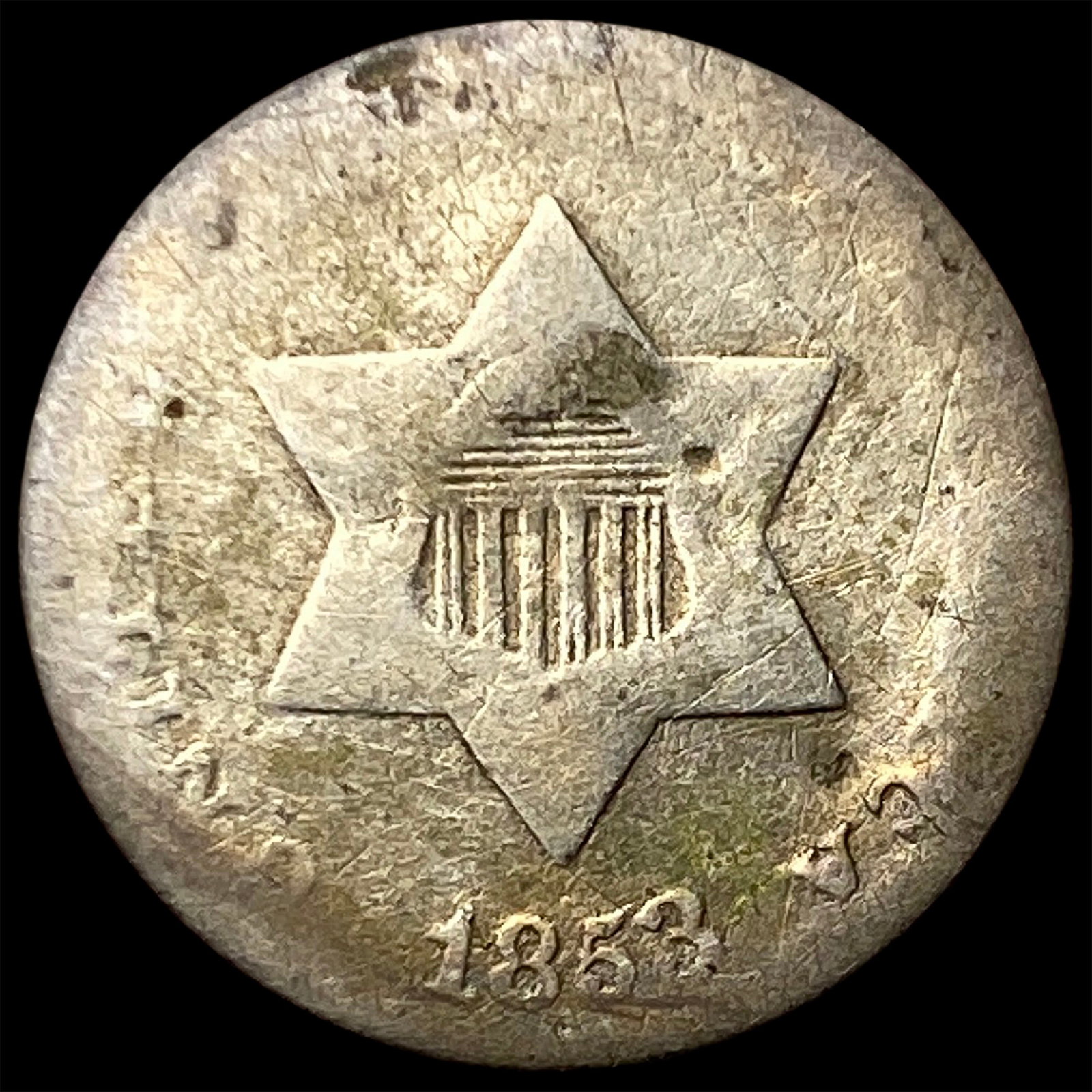 1853 Silver Three-Cent Piece NICELY CIRCULATED (1 of 2)