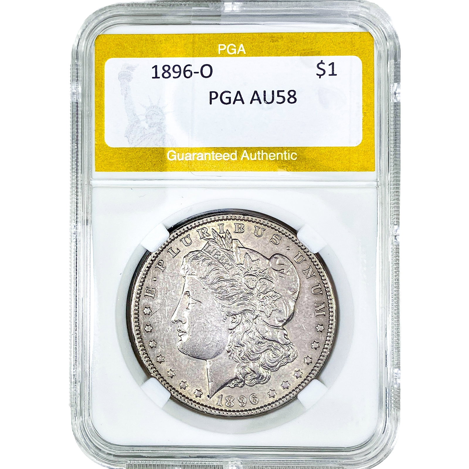 1896-O Morgan Silver Dollar PGA AU58 (1 of 2)