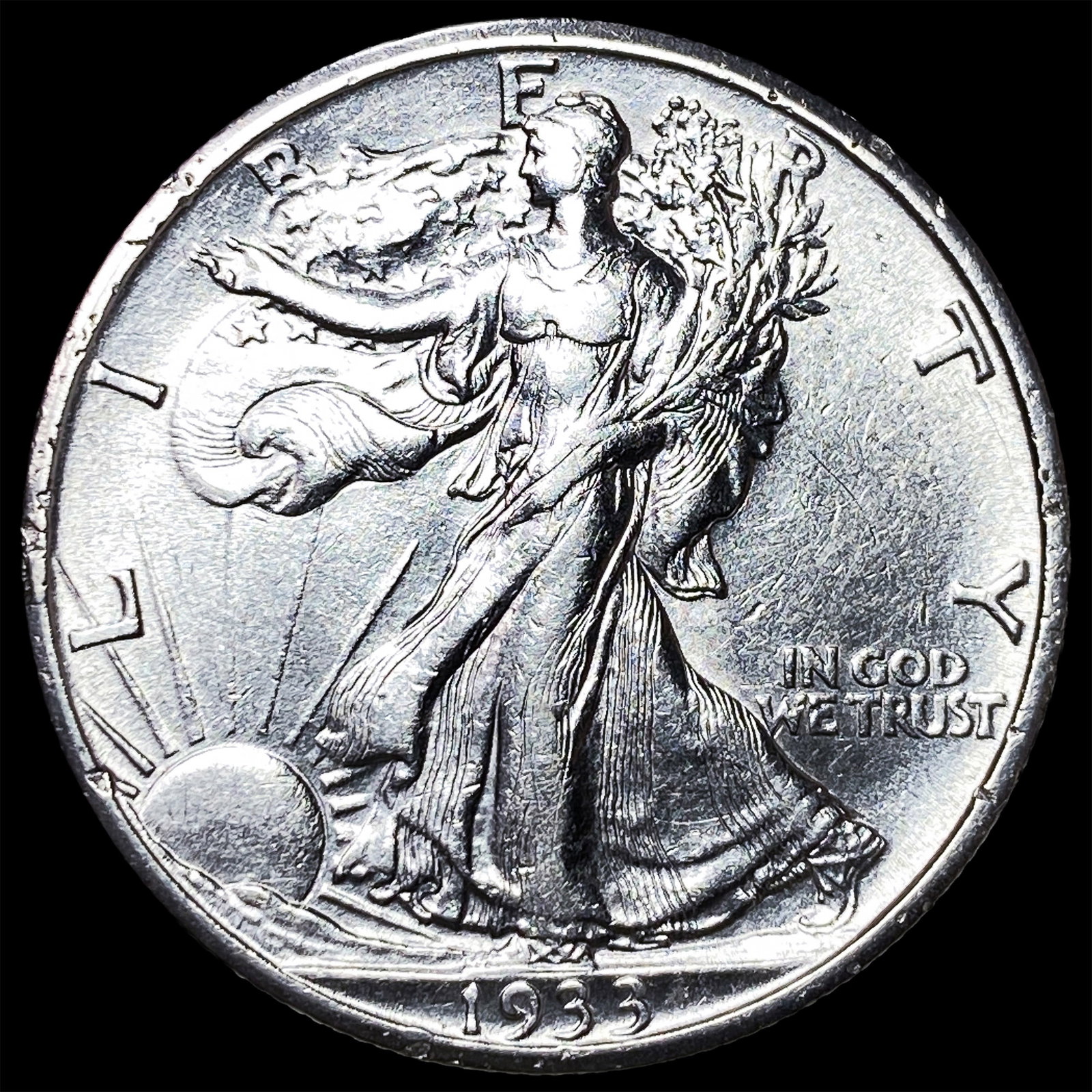 1933-S Silver Walking Liberty Half Dollar CHOICE AU: 1933-S Silver Walking Liberty Half Dollar CHOICE AU