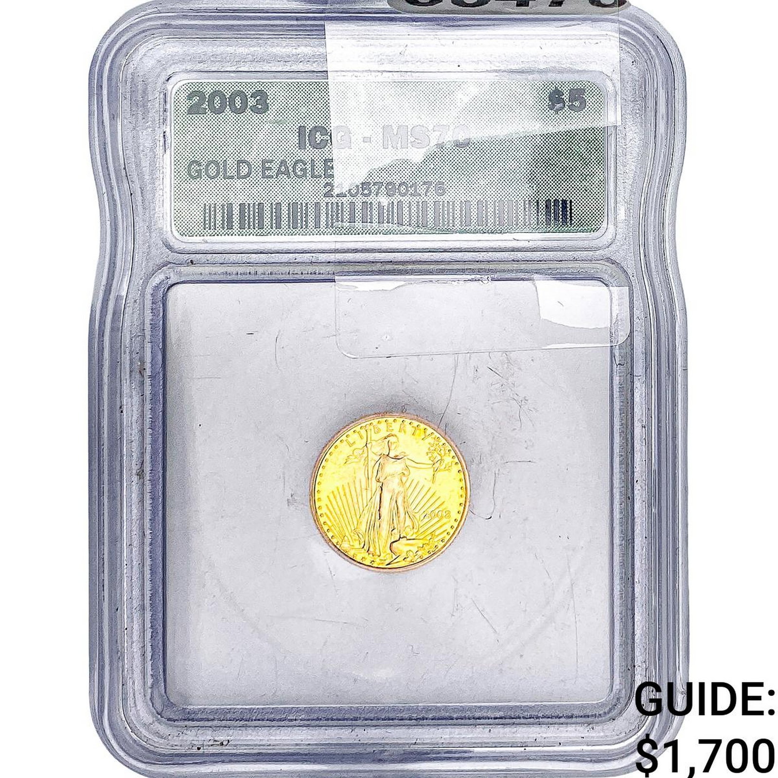2003 $5 Gold Eagle 1/10oz ICG MS70 (1 of 2)
