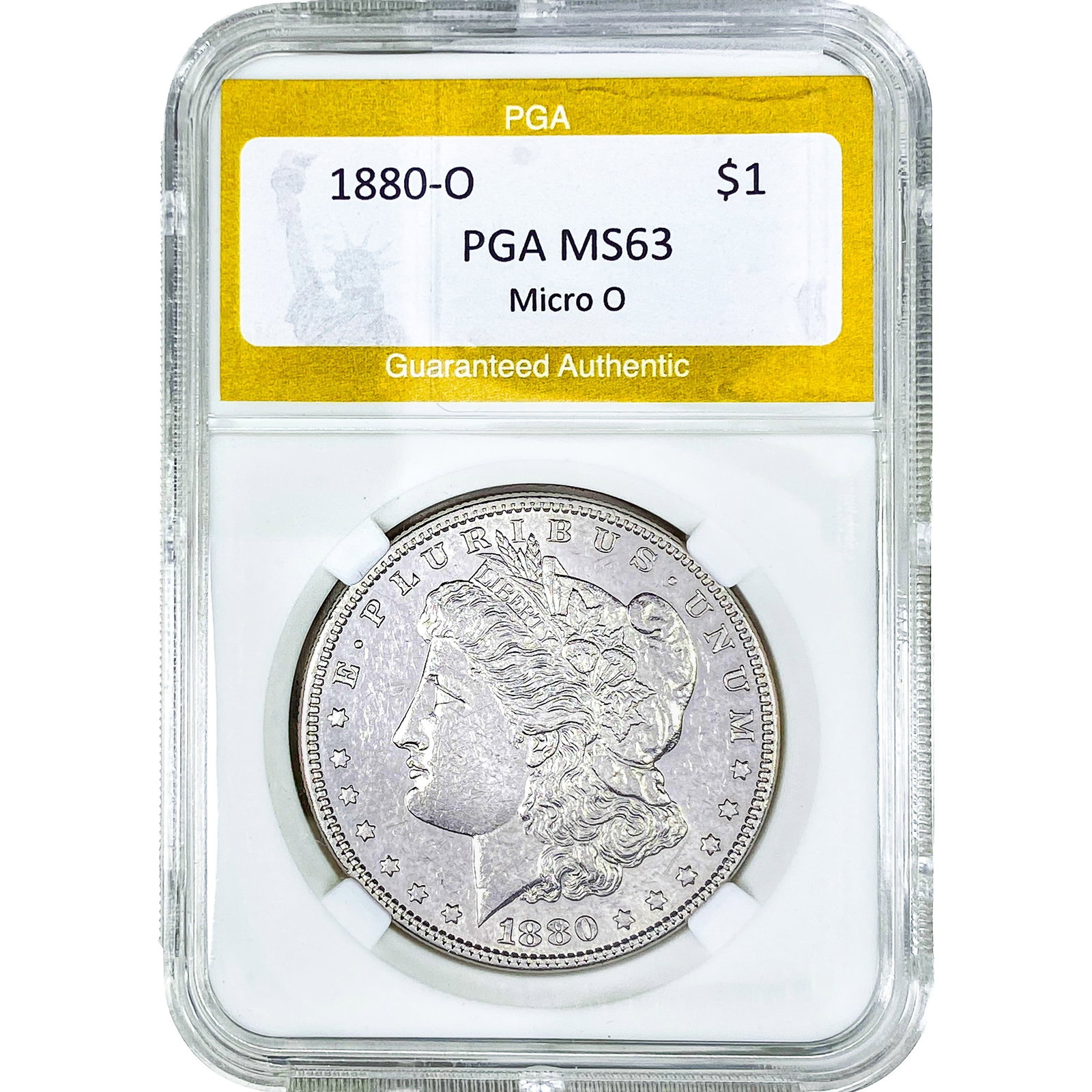 1880-O Morgan Silver Dollar PGA MS63 Micro O: 1880-O Morgan Silver Dollar PGA MS63 Micro O