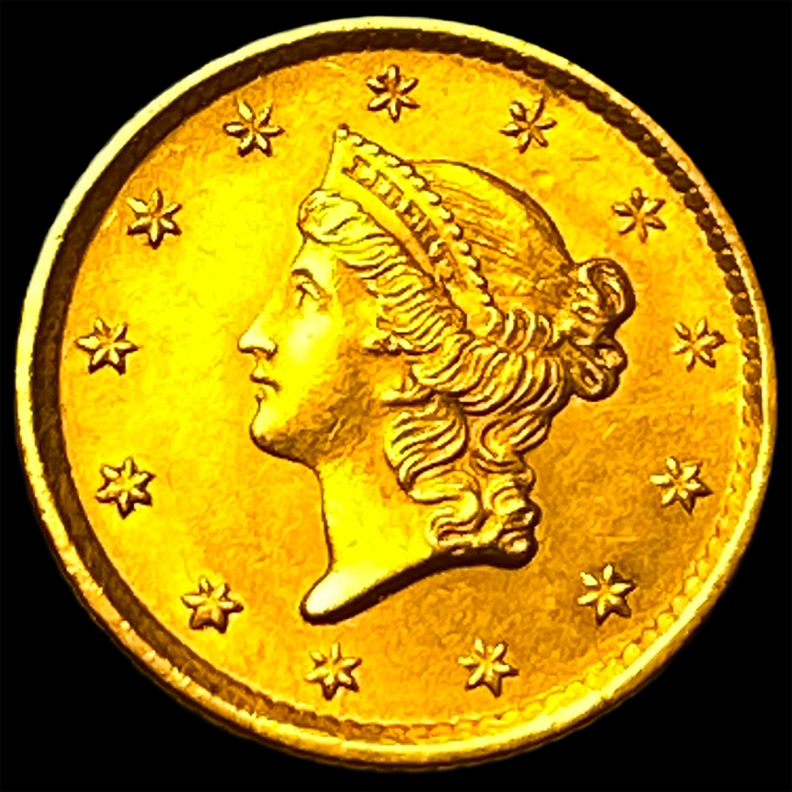 1854 Gold $1 Liberty Head Type 1 CLOSELY UNCIRCULATED: 1854 Gold $1 Liberty Head Type 1 CLOSELY UNCIRCULATED