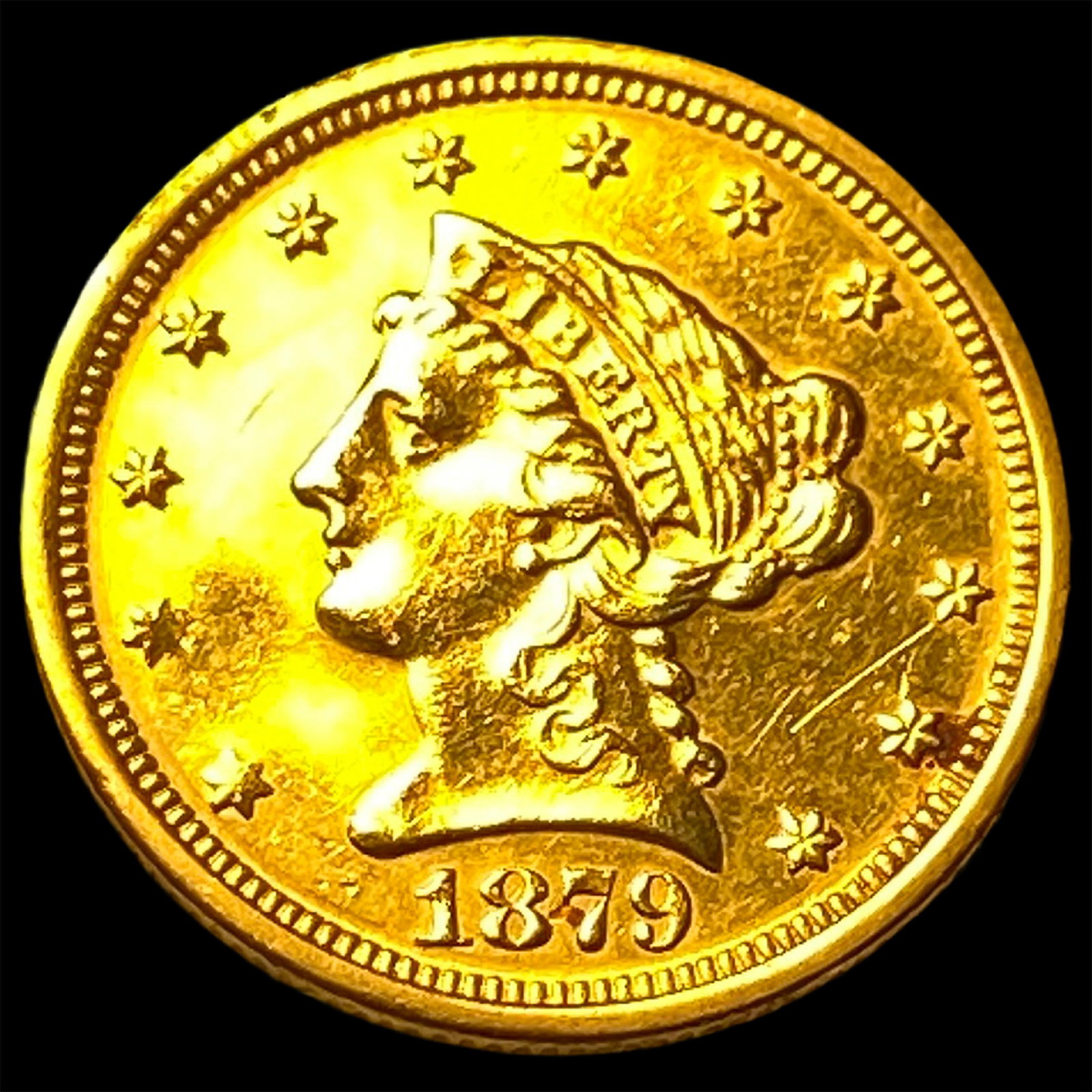 1879-S Liberty Head Gold $2.5 Quarter Eagle CLOSELY UNCIRCULATED (1 of 2)