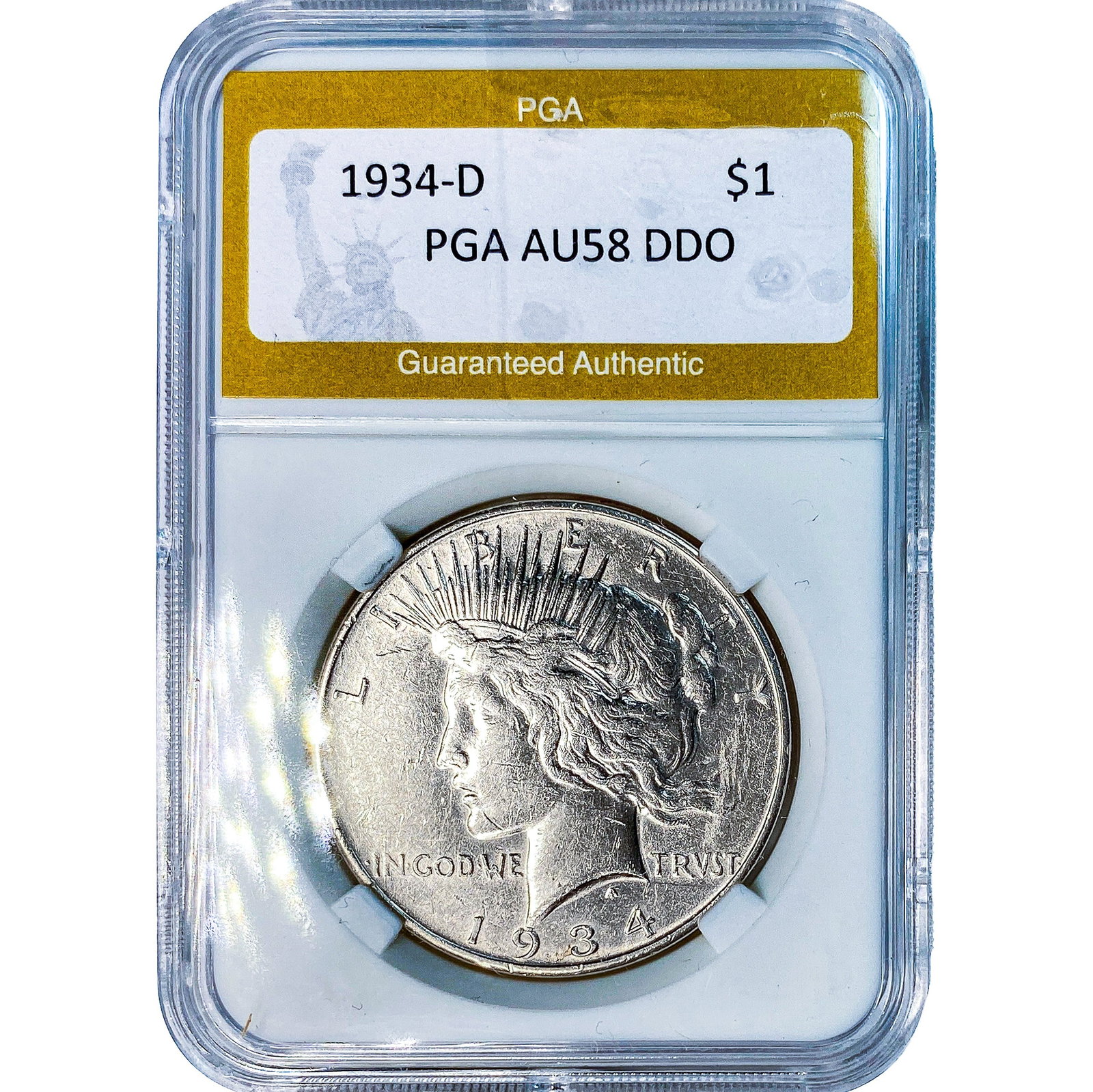 1934-D Silver Peace Dollar PGA AU58 DDO (1 of 2)