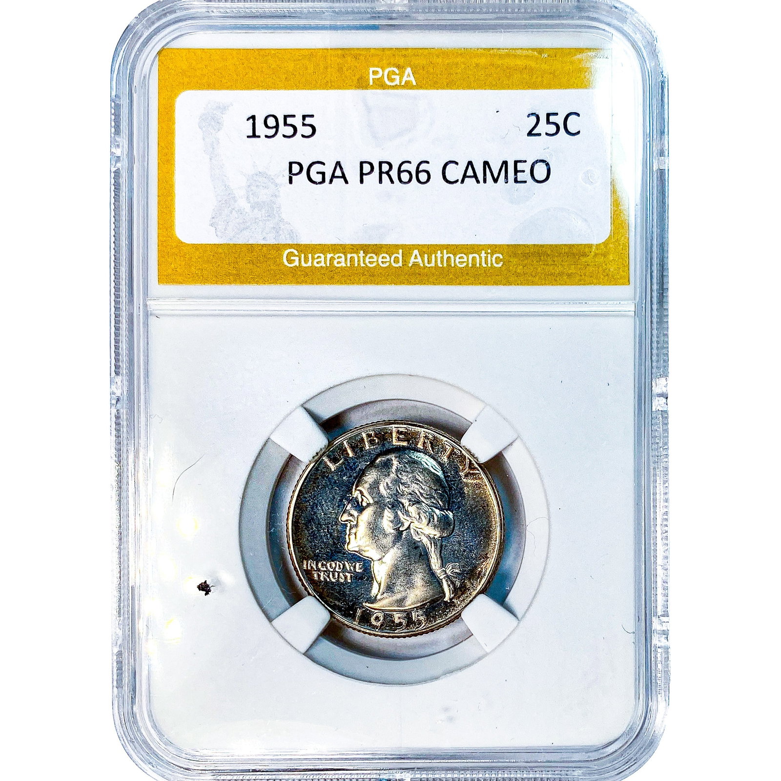 1955 Washington Silver Quarter PGA PR66 CAMEO: 1955 Washington Silver Quarter PGA PR66 CAMEO